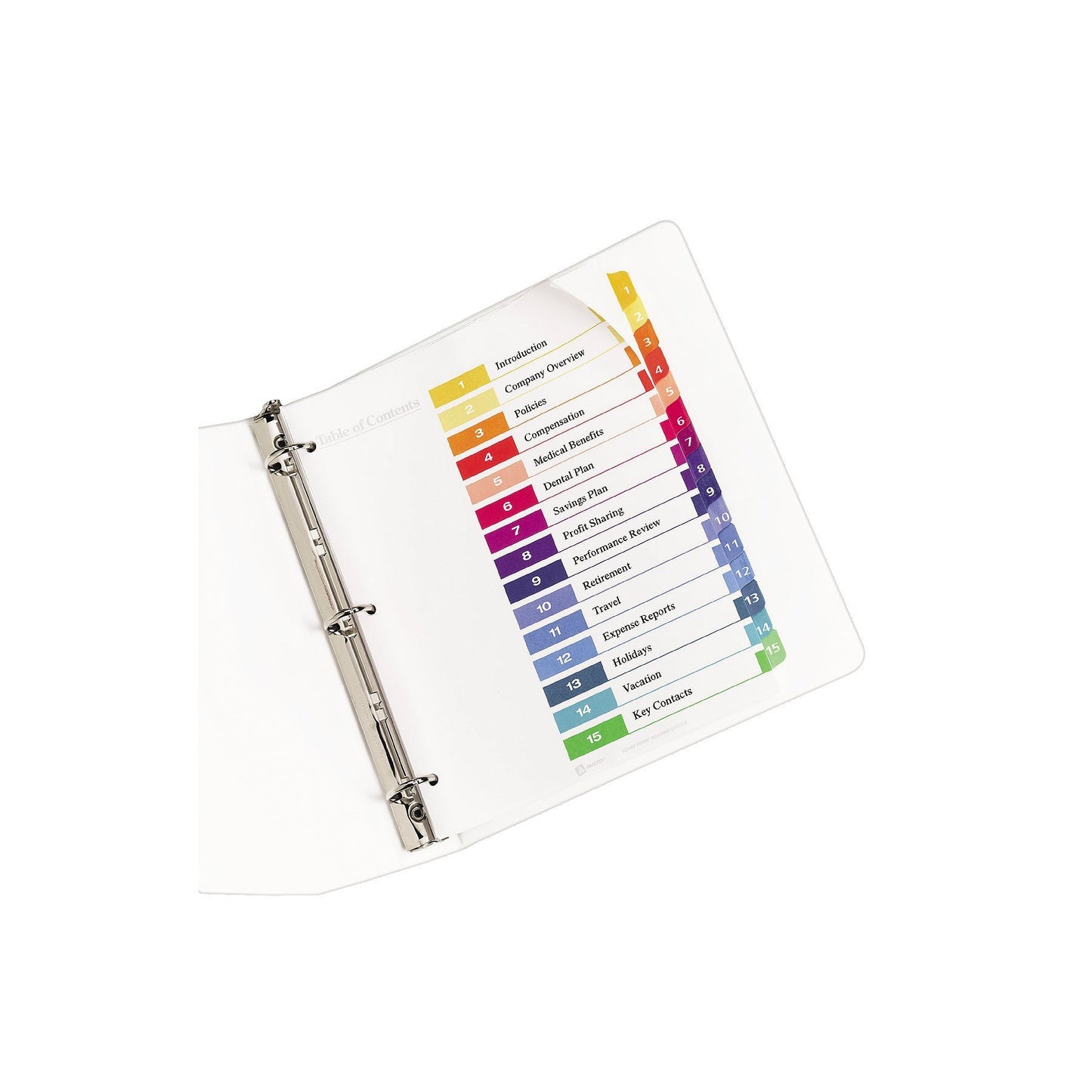 AVERY Ready Index Table of Content Dividers for Laser and Inkjet Printers, 15 tabs, Multi-Colour, 6 Sets, (11197)