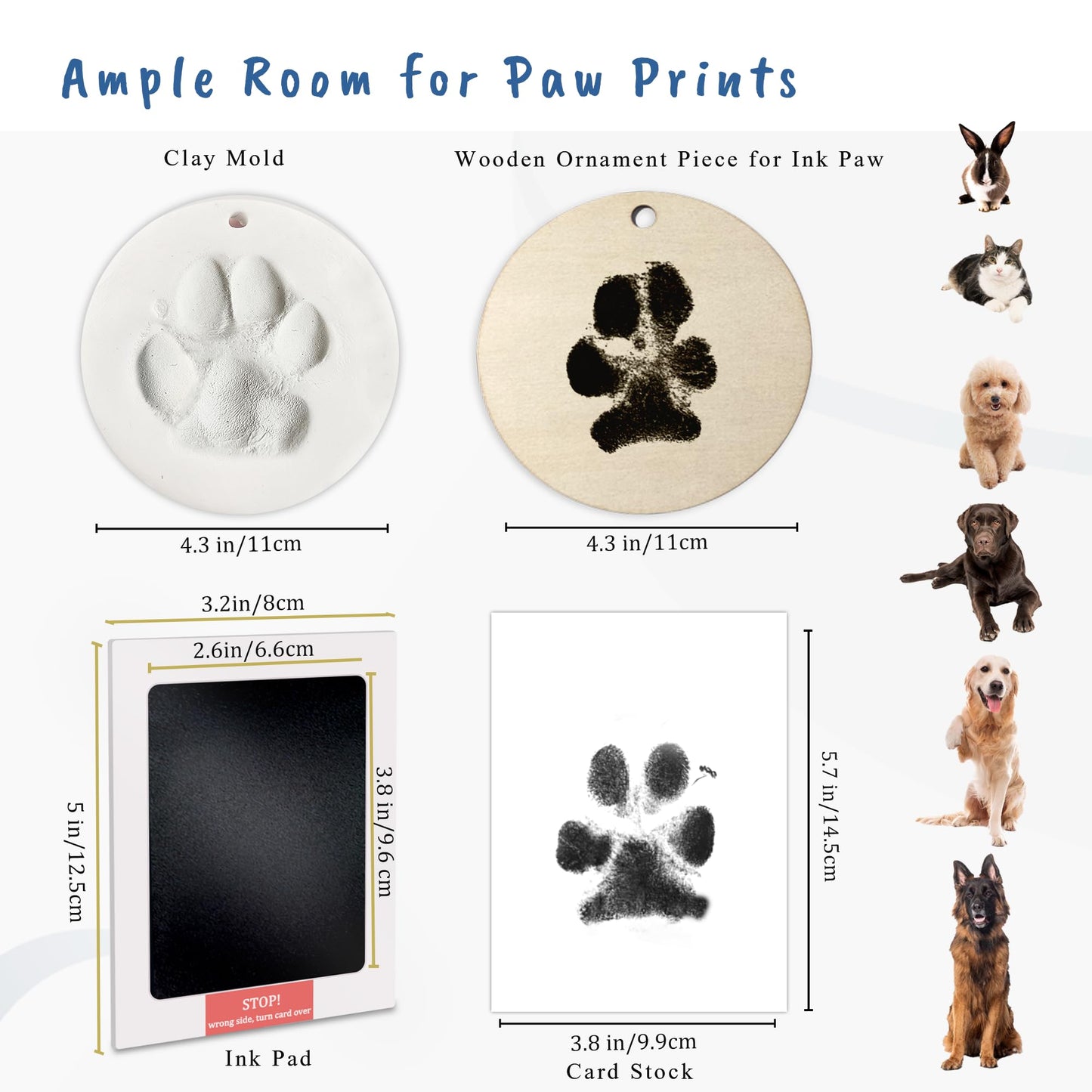 Skittypurr Clay & Ink Paw Print Kit,Make 3 Pawprint Ornaments(2 Clay&1 Ink),Dog Cat Paw/Nose Print Keepsake,Clean Touch Ink Pad & Soft Clay, Inkless Pet Paw Print Impression Kit,Pet Christmas Ornament