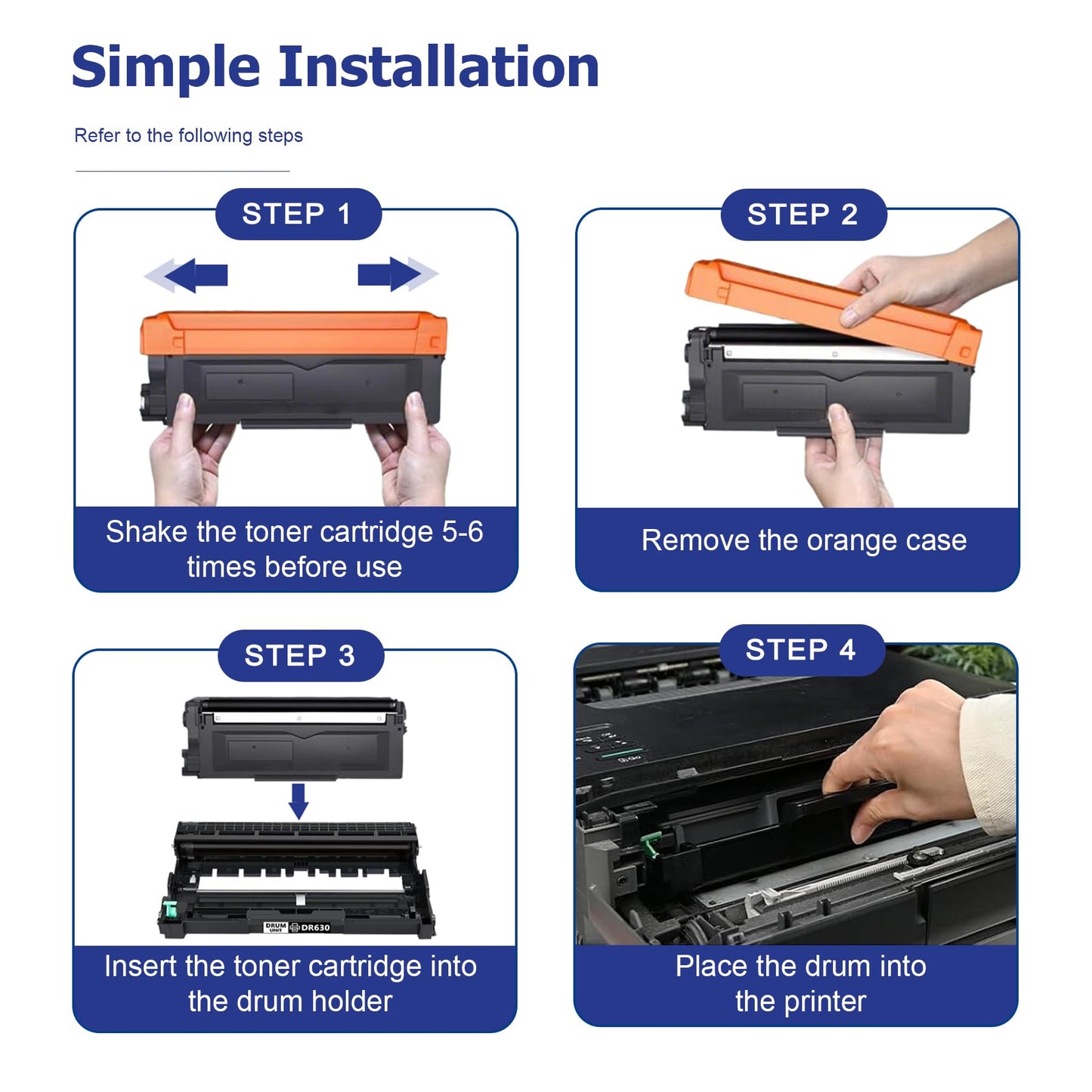 TN630 TN-630 Toner Cartridge 2 Pack Replacement for Brother TN 630 Compatible with HL-L2300D HL-L2380DW HL-L2320D HL-L2360DW HL-L2315DW MFC-L2700DW MFC-L2740DW DCP-L2540DW Printer, Black