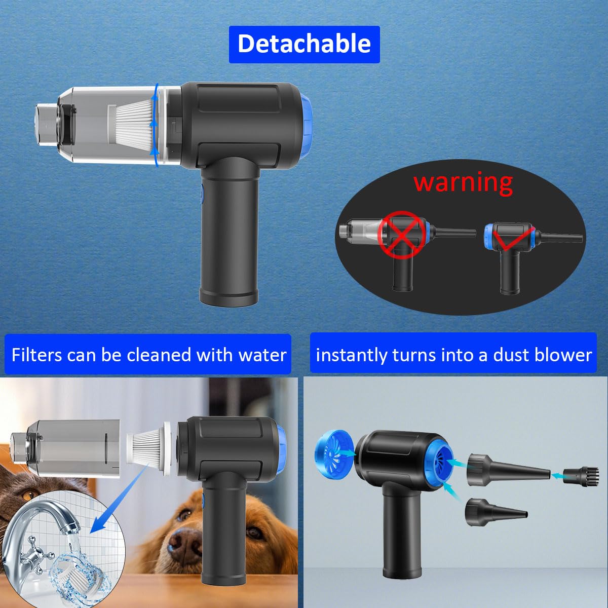 Meudeen Air Duster - Computer Vacuum Cleaner - for Keyboard Cleaning - Cordless Canned Air
