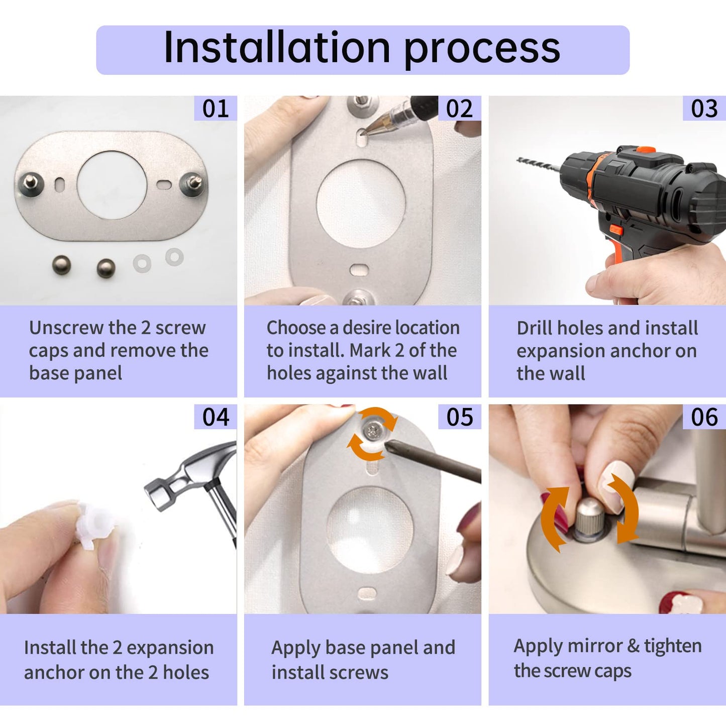Rechargeable Wall Mounted Lighted Makeup Vanity Mirror, Double Sided 1X/7X Magnifying Mirror, 3 Color Lighting Option Dimmable, 360 Rotation Extension Foldable Arm, Oval Frame Shaving Light up Mirror