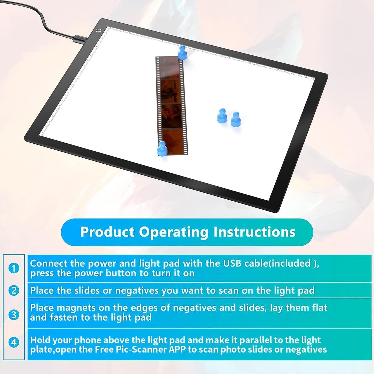 Eyesen Slide Viewer Light Box for Negative Films & Slides, A4 Light Board Scanner for Viewing & Scanning Photos Slide and Film Negative