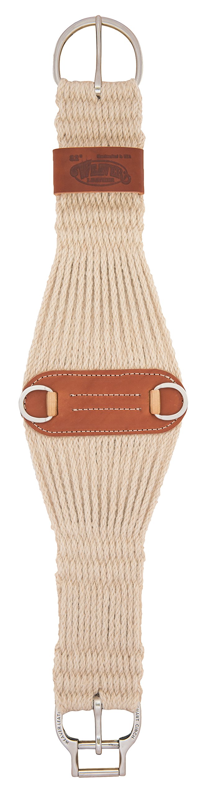 Weaver Leather Natural Blend 27 Strand Roper Smart Cinch with New and Improved Roll Snug Cinch Buckle, 30-Inch, Natural