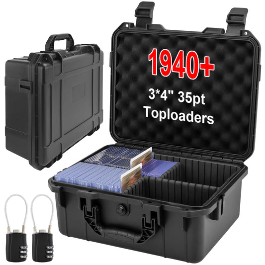 Camkinger Graded Card Storage Box, Hold 1940+ 35PT 3"x4" Toploader Storage Box, PSA Slab Case for SGC CSG BGS, Trading Card Case with 2 Locks, Sports Baseball Cards Organizer for Magnetic MTG Deck (M)