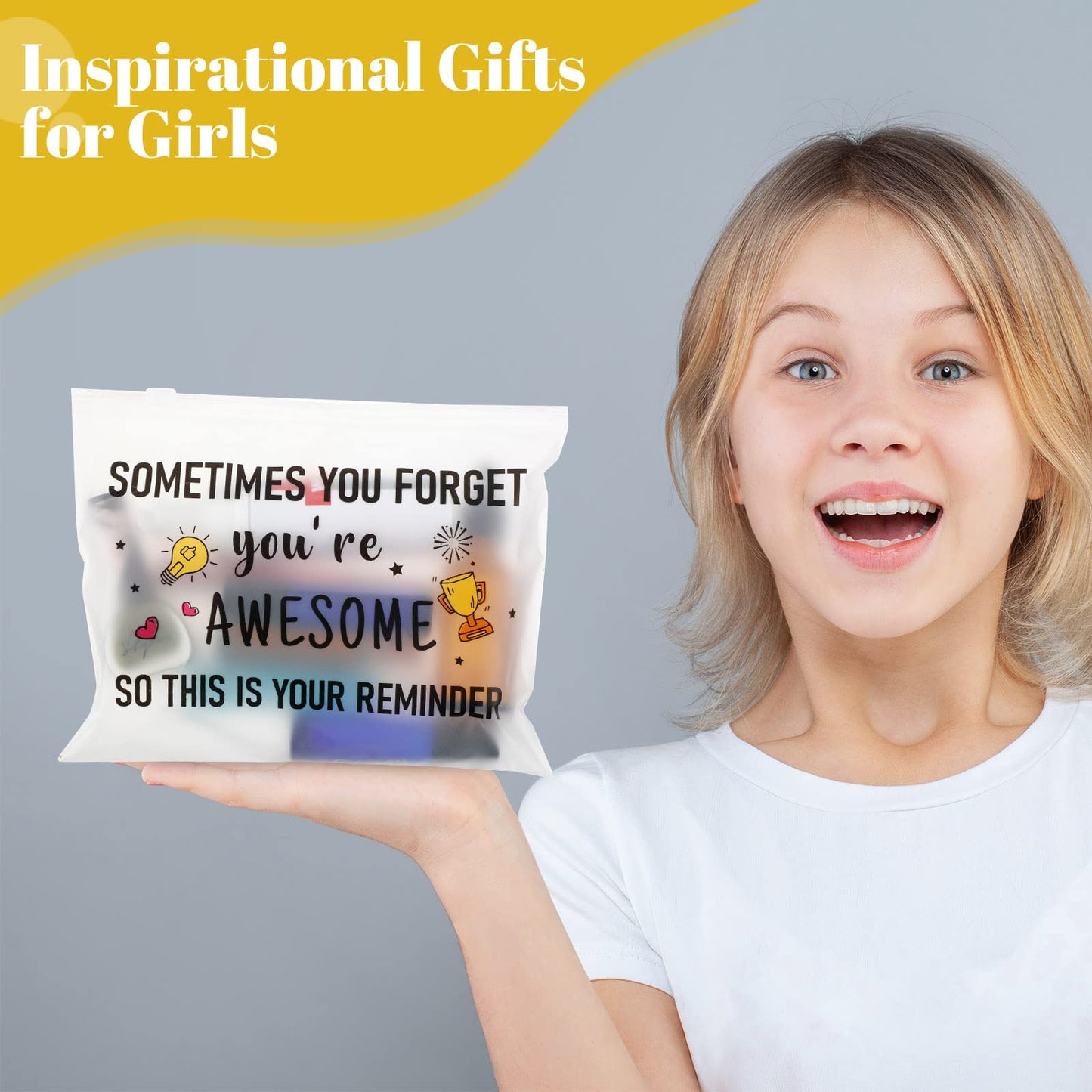 100 Pcs Inspirational Gifts for Girls Women Travel Cheer Makeup Bag Bulk Loved Quotes Cosmetic Bags with Zipper Thank You Encouragement Birthday Gift Bag for Nurse Teacher Friend (You're Awesome)