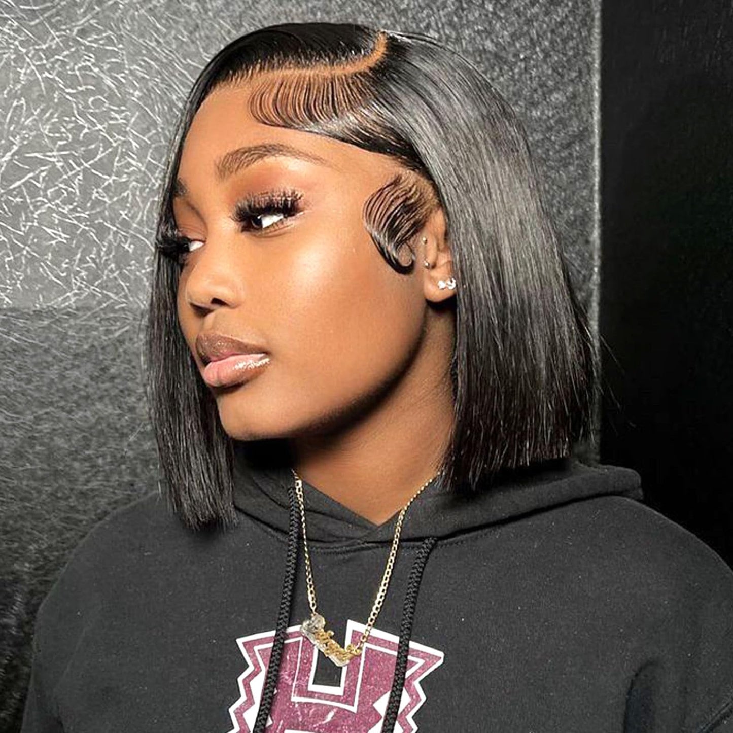 HIRIREMY Short Straight Bob Wigs for Black Women Human Hair 13x4 HD Lace Front Bob Wigs Human Hair Pre Plucked Natural Hairline Glueless 180% Density 180 12 Inch
