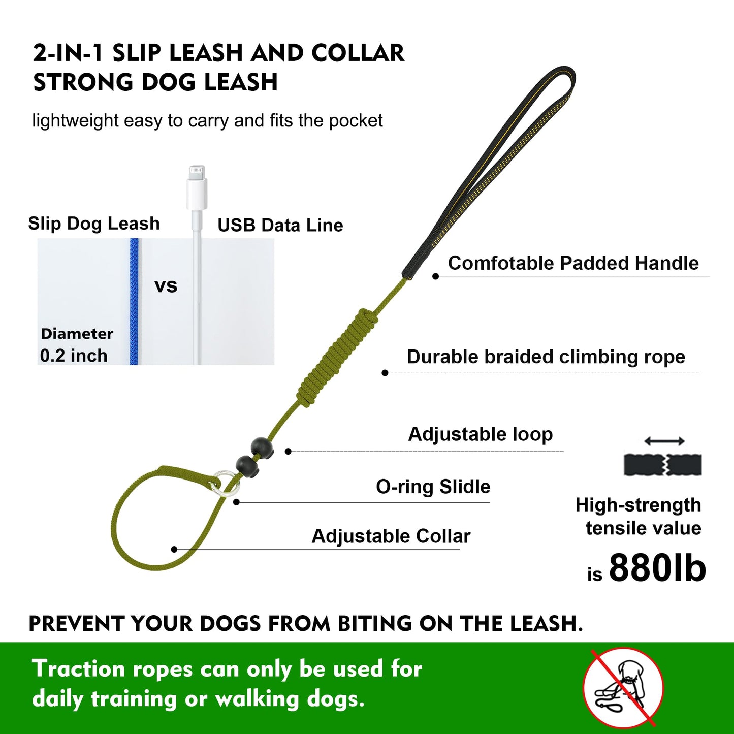 BeauGo Slip Leads for Dogs,Top Speed Training Dog Leash,2-in-1 Slip Collar Dog Training Lead & Collar,6ft Thin Slip Lead,sturdyand Durable, Leash Suitable for Small, Medium, and Large Dogs((Blue)