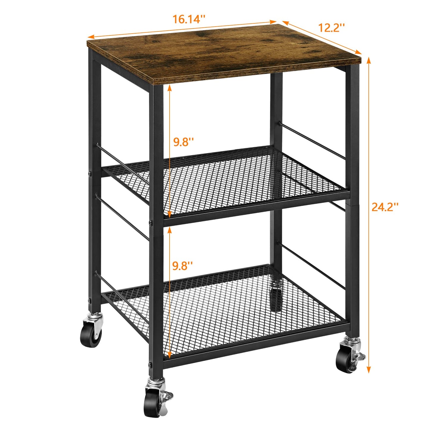 OYEAL Small Nightstand Industrial Square End Table with Storage Shelf Farmhouse Sofa Side Table for Small Spaces, Narrow Bedside Table for Living Room Bedroom, Stable Metal Frame, Rustic Brown