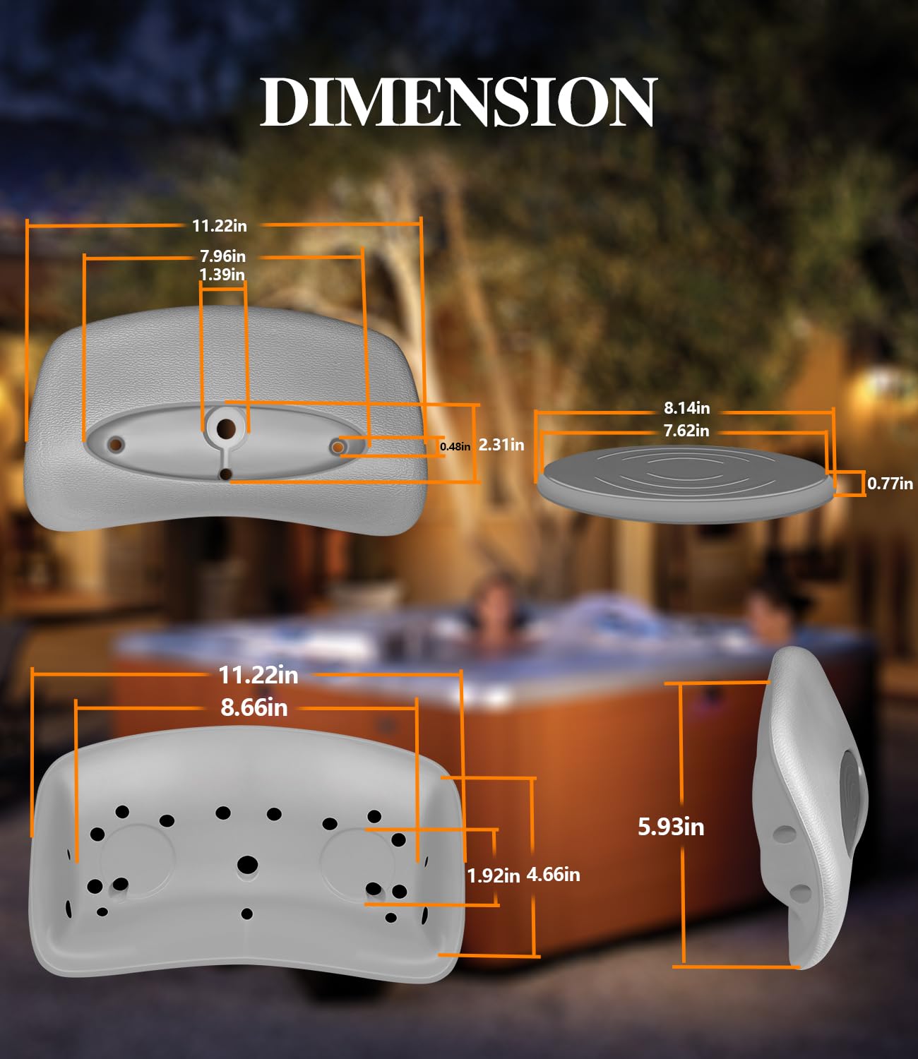 4PCS 6472-960 Replacement Spa Pillow (6455-467) with Insert (6455-482), Fit for 2001-2008 850 & 880 Sundance Series Spa, Gray