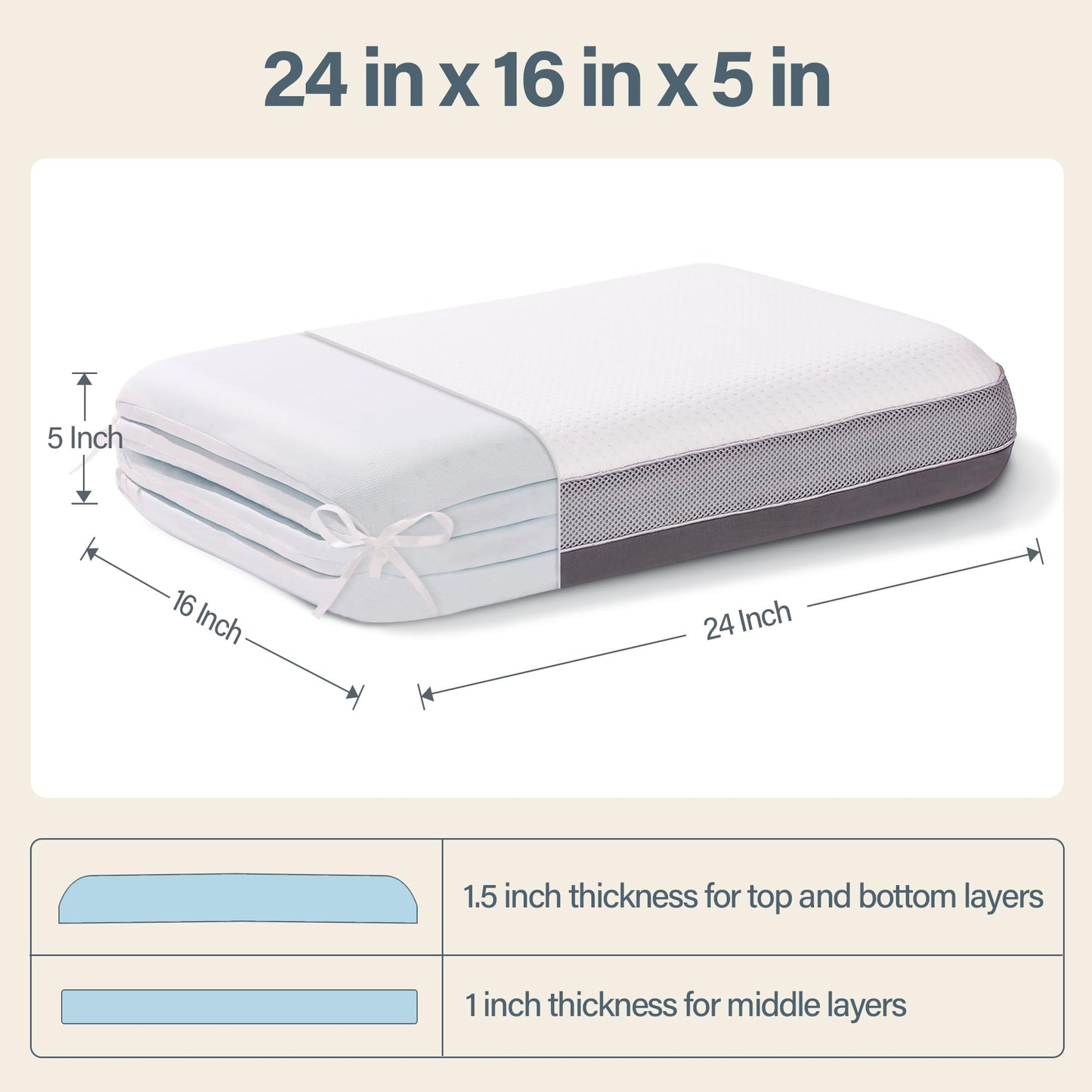 PAROLL Adjustable Pillow Ultra Thin Flat for Sleeping Memory Foam Layer Low Profile Slim Pillow for Stomach, Back, Side Sleepers