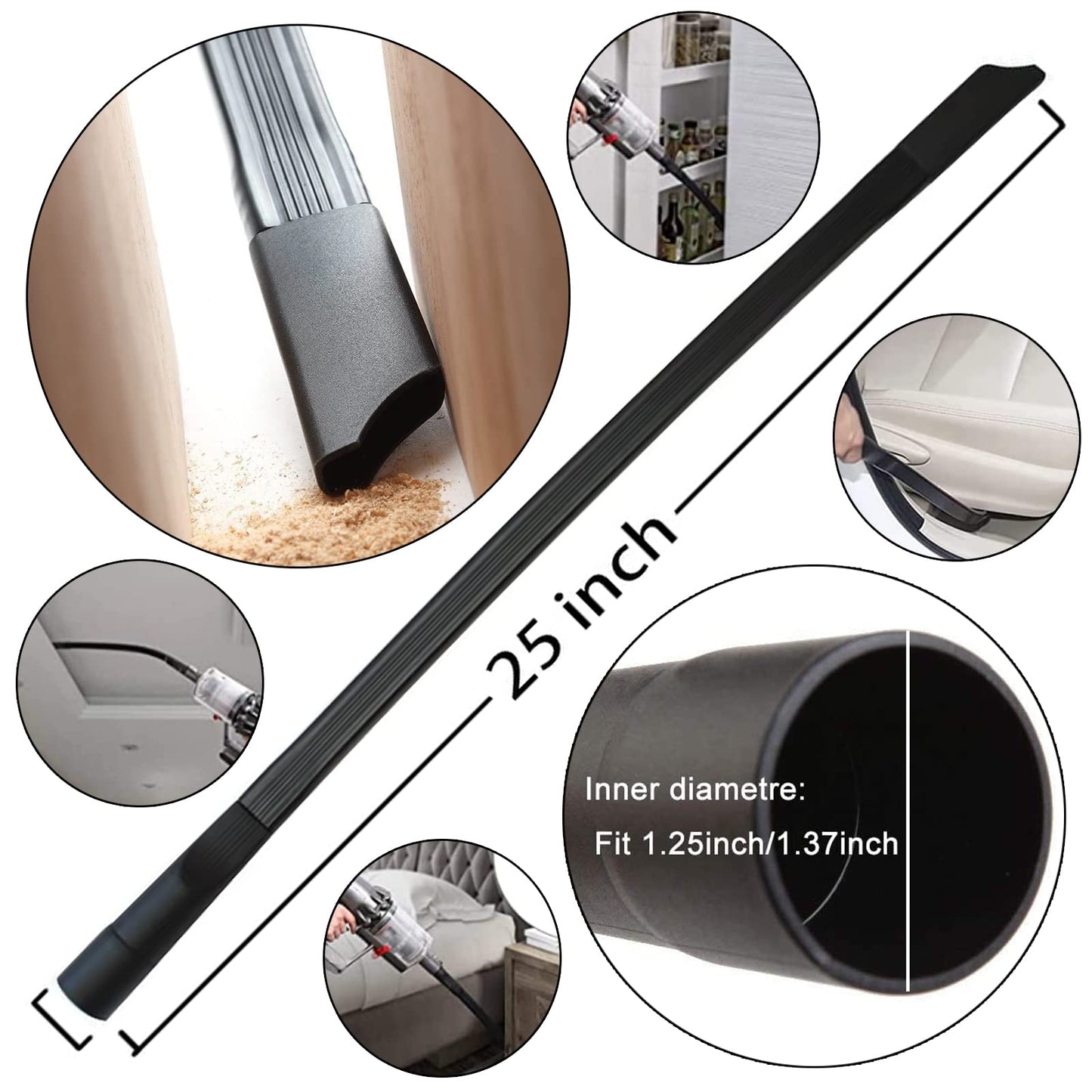 13Pcs Universal Vacuum Attachment Kit 1-1/4" Vacuum Hose Adapter Wet Dry Plastic Vacuum Cleaners Accessories with Extension Wand Horse Hair Brush Flexible Crevice Tool Adapter for Shop Vac Attachment