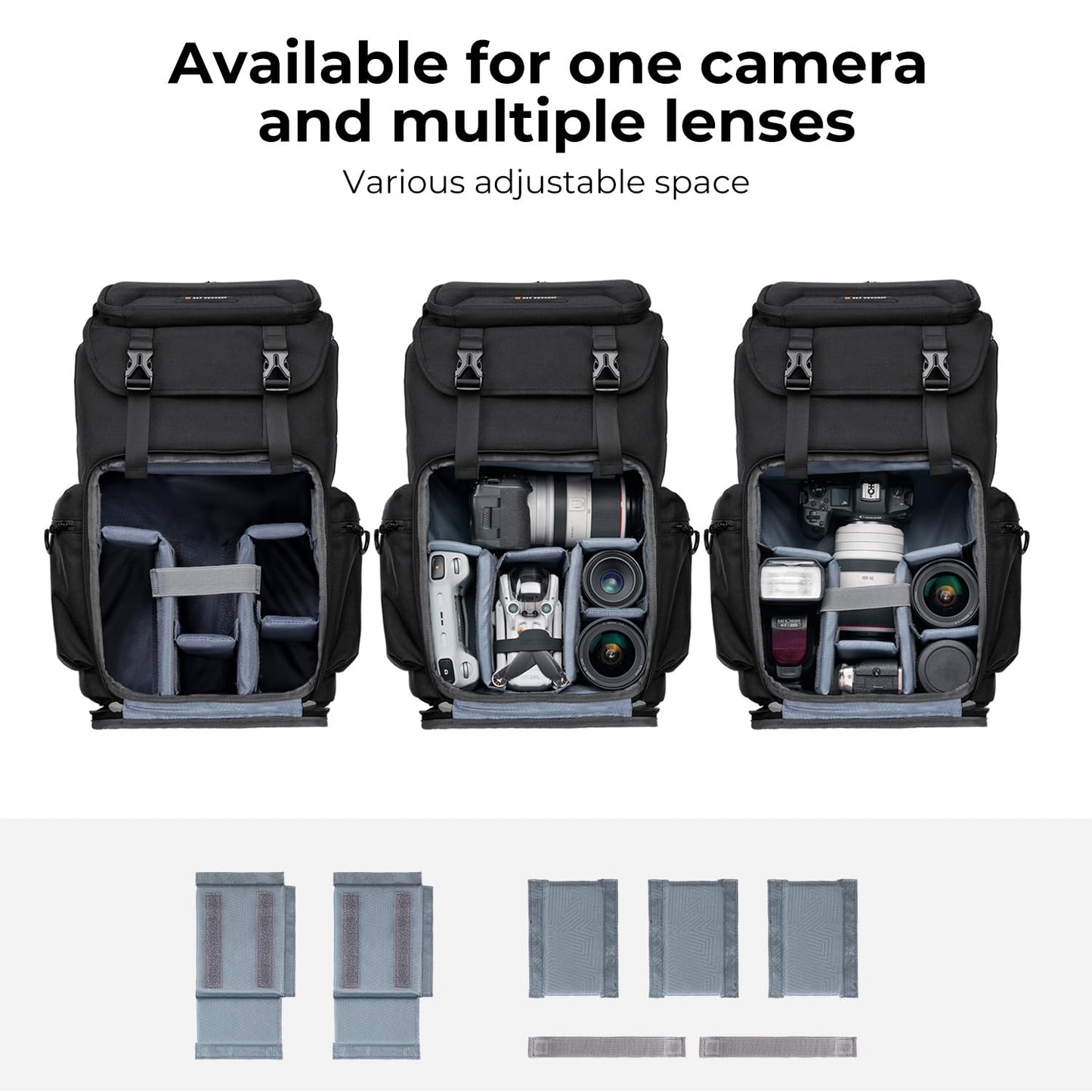 K&F Concept Camera Backpack, Hard Shell Camera Bag, Large Capacity Photography Backpack with 15.6" Laptop Compartment & Tripod Holder & Rain Cover, Backpack for DSLR SLR Cameras and Accessories