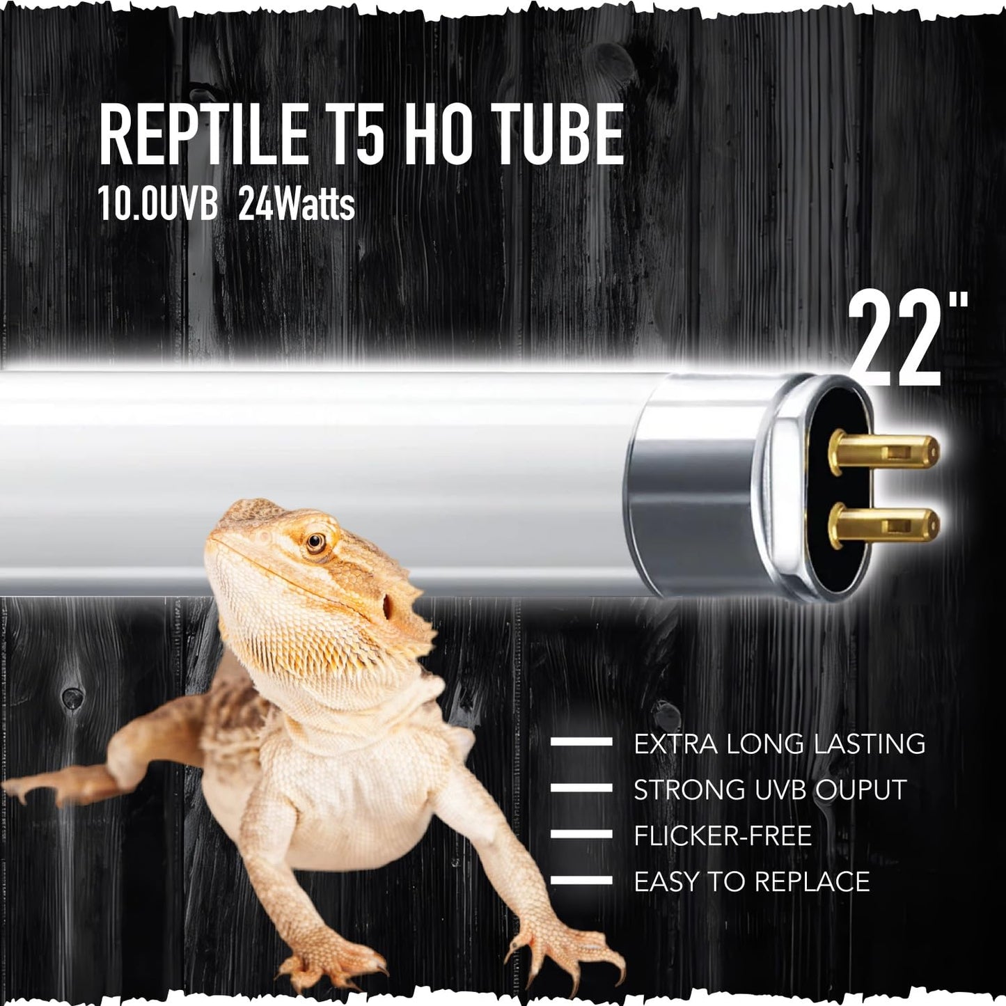 ReptiKing T5 Reptile 24W UVB 10.0 Tube, 2 Pack for Desert Reptiles and Bearded Dragons, 22"