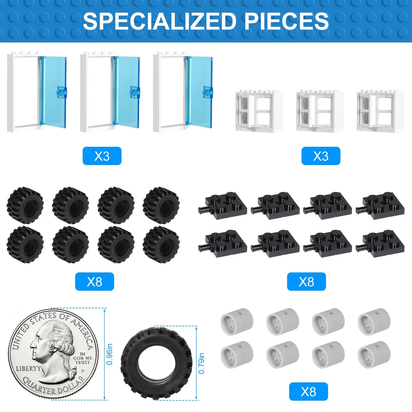 1500 Pieces Building Bricks for Kids with Doors,Windows,Wheels,Tires,Axles, Classic Building Bulk Blocks Compatible with All Major Brands for Boys Girls Ages 3 4 5 6 7 8 9 10 Year Old