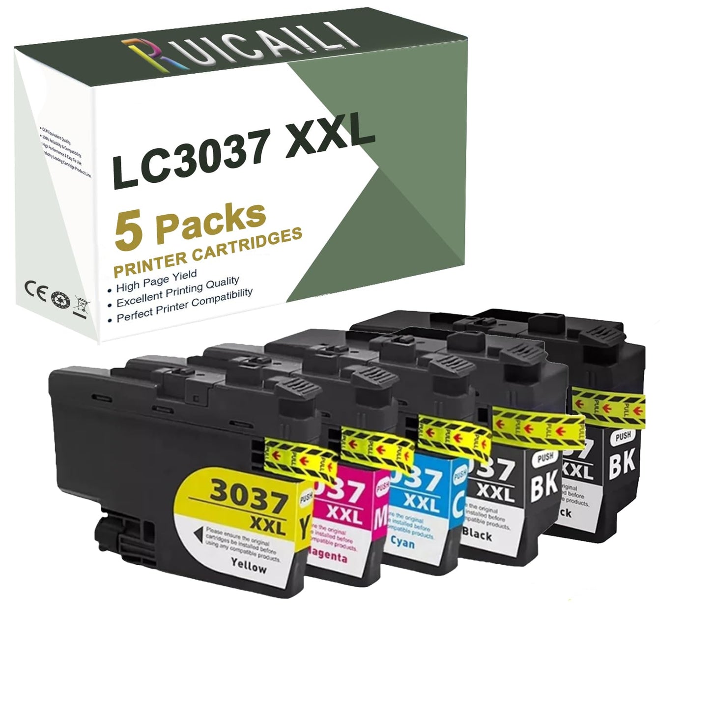 LC3037XXL LC3037 Ink Cartridges Replacement Compatible Work for Brother MFC-J5845DW MFC-J5945DW MFC-J6545DW MFC-J6945DW Printer,5 Pack (2 Black/Cyan/Magenta/Yellow)