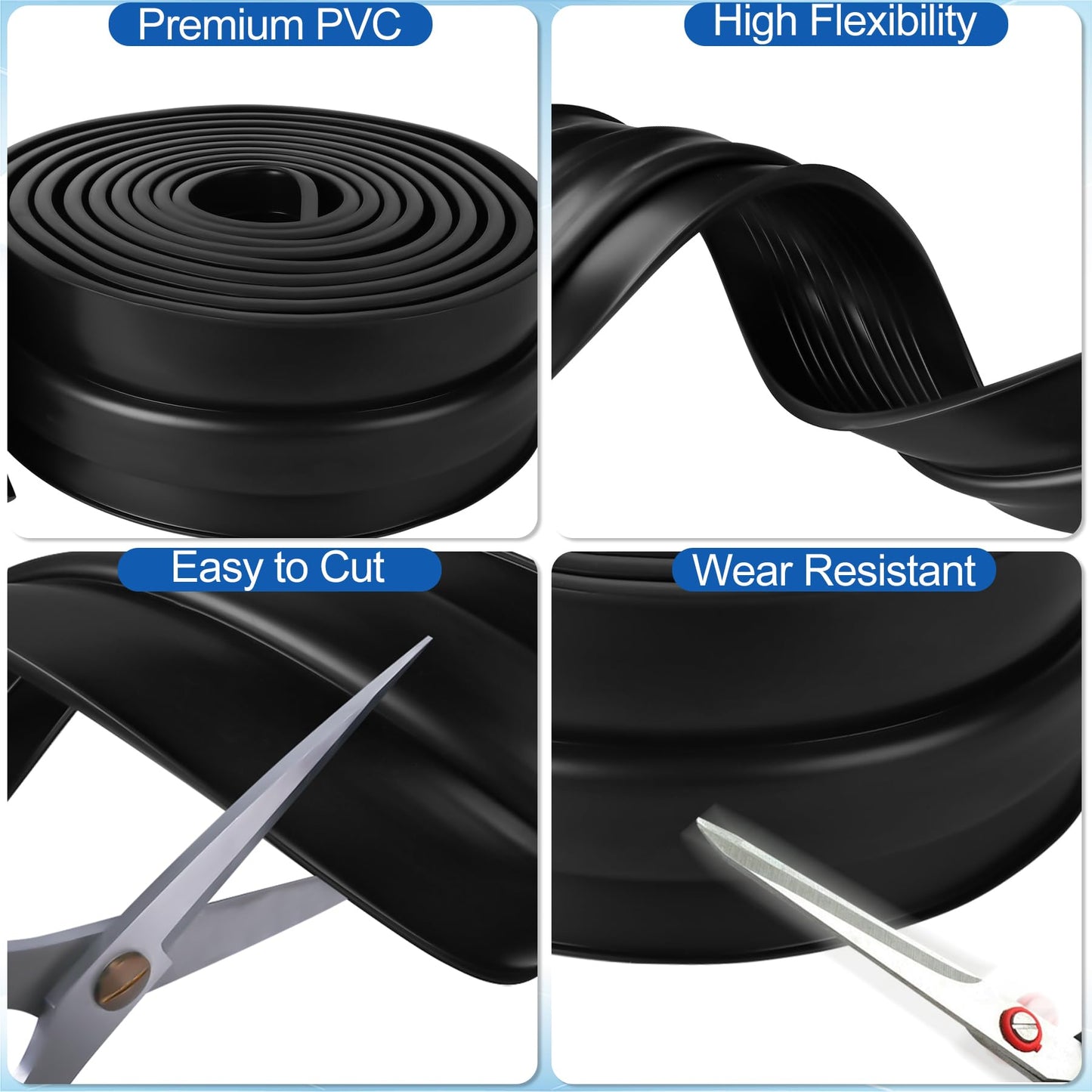MYFAMIREA Garage Door Bottom Seals Rubber 16.4FT Weather Stripping Weatherproof Seal Replacement Strip Kit with 5/16"T Ends & 2 End Plugs, Universal U+O Ring Buffering Sealing for Double Track, Black