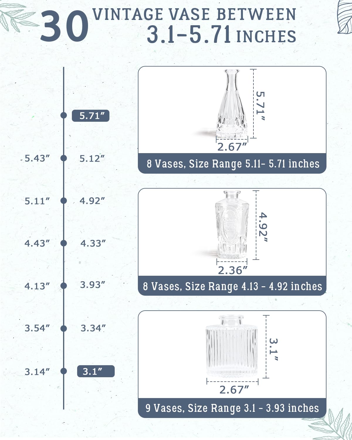 Yirilan Flower Vase, Set of 30 Bud Vases for Wedding Decor, Transparent Small Vases, Bud Vases Bulk, Suitble for Tables, Living Room, Bedroom and Dinning Room