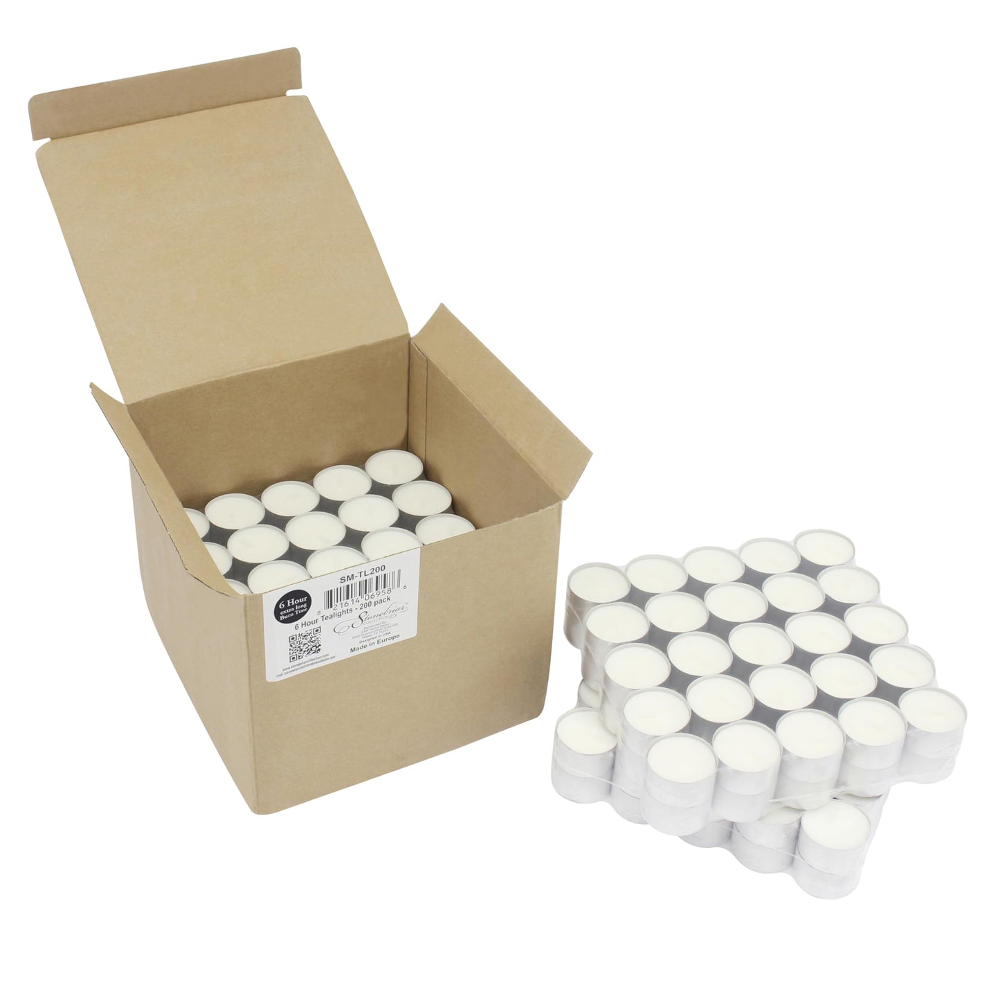 Stonebriar Collection SM-TL200 Tealight Candles, 6 to 7 Hour Extended Burn Time, White (Pack of 200)