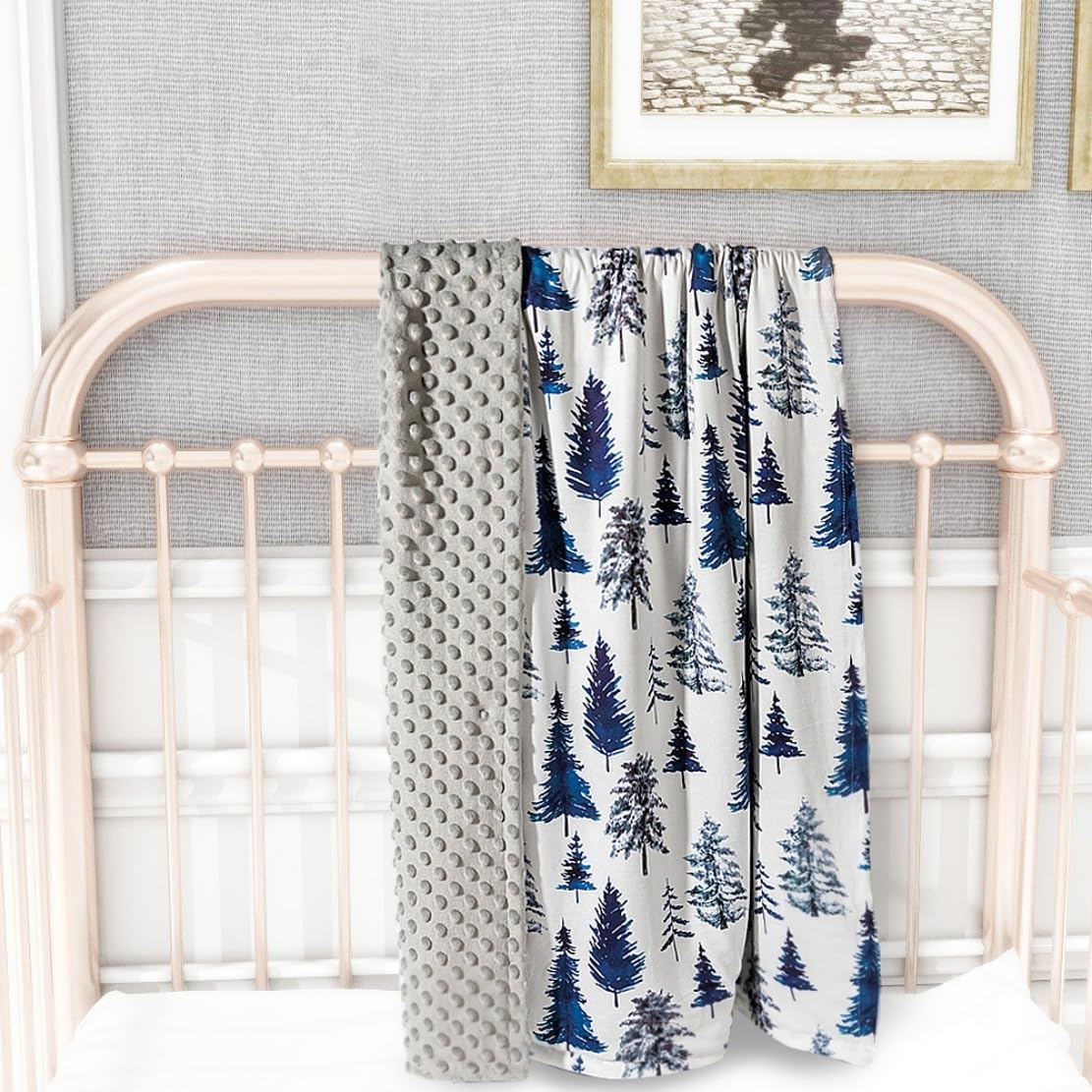 4 Pack Woodland Baby Blankets with Double Layer and Dotted Backing for Girls or Boys Breathable Soft Neutral Unisex Nursery Blankets with Animals Printed for Newborn Toddlers (Woodland)