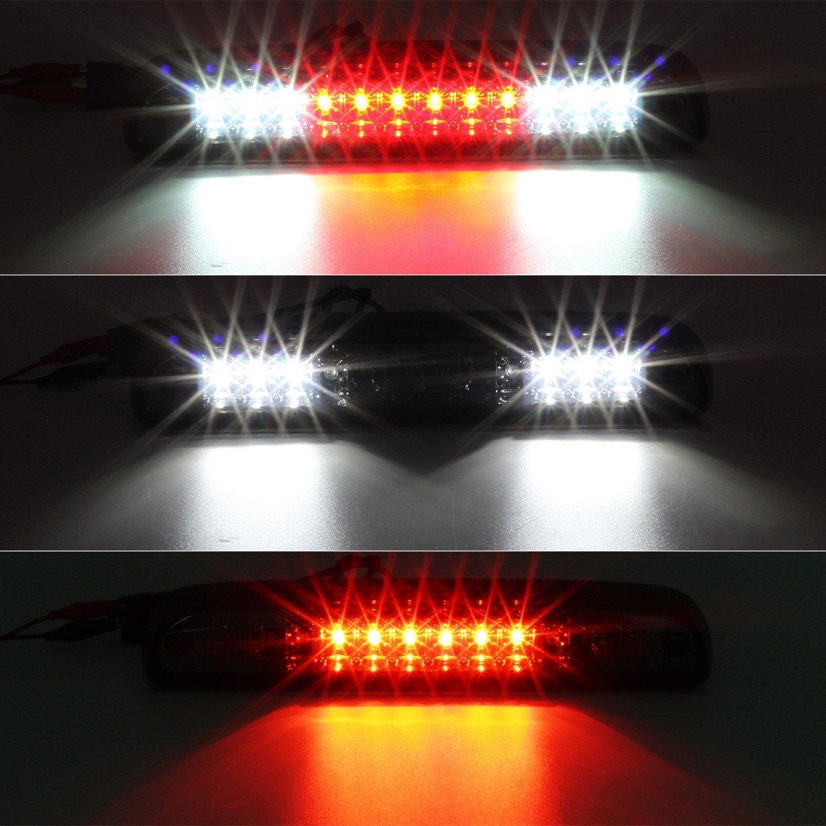 Partsam 3rd Third Brake Light Red/White 24LED Tail High Mount Cargo Lamp Smoked Lens Waterproof Replacement for F-250 F-350 F-450 F-550 Super Duty 1999-2016 / Ranger 1993-2011, DOT Compliant