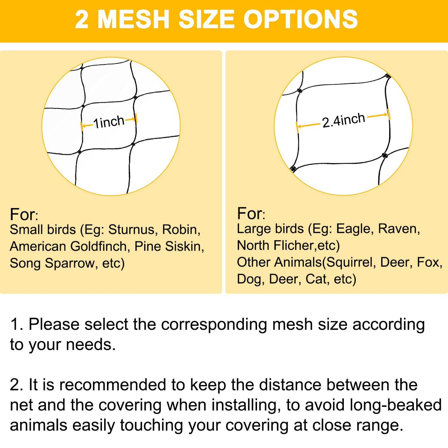 Bird Net 25'x50' With 2.4" Square Mesh for Garden, Chicken Coop, Poultry, Aviary - Heavy Duty Nylon Netting for Pests, Deer Fence, Fruit Trees