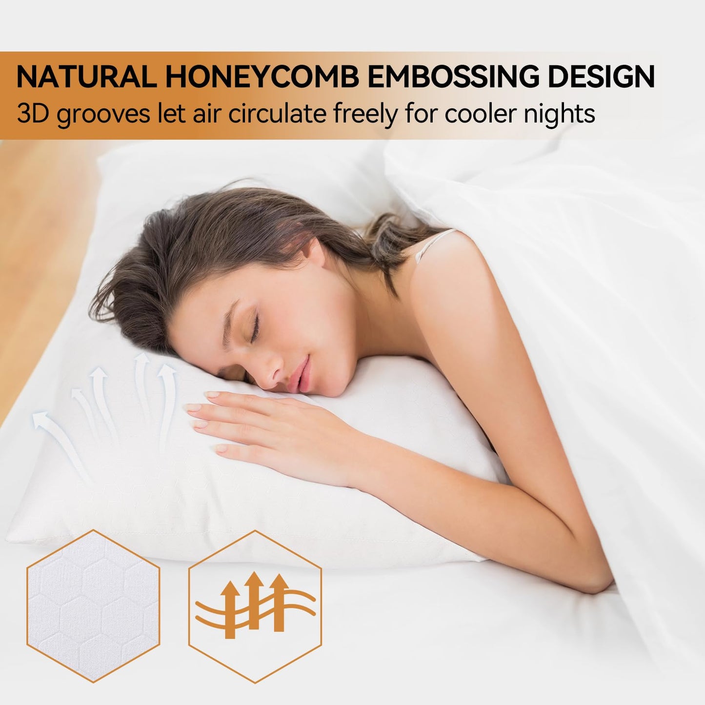 LAVANCE Pillows King Size Set of 2, Honeycomb Embossed Fabric Down Alternative Filling Bed Pillows for Sleeping, Luxury Fluffy Hotel Quality for Side, Back, and Stomach Sleepers, 20"x36"