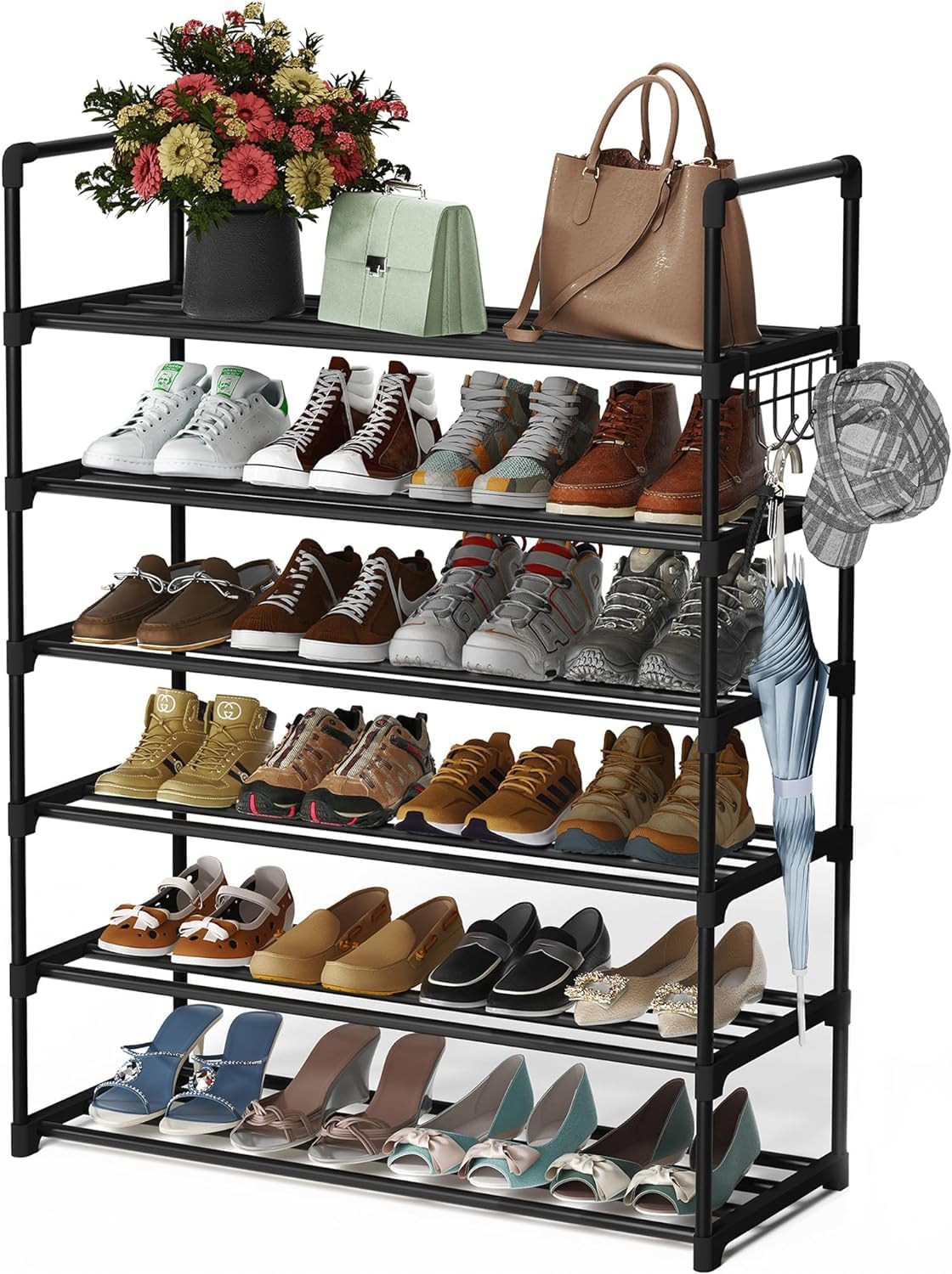 Shoe Rack, 6 Tier Shoe Rack for Closet, Shoe Organizer Storage for Entryway, Front Door Entrance, Large Shoe Stand Holder