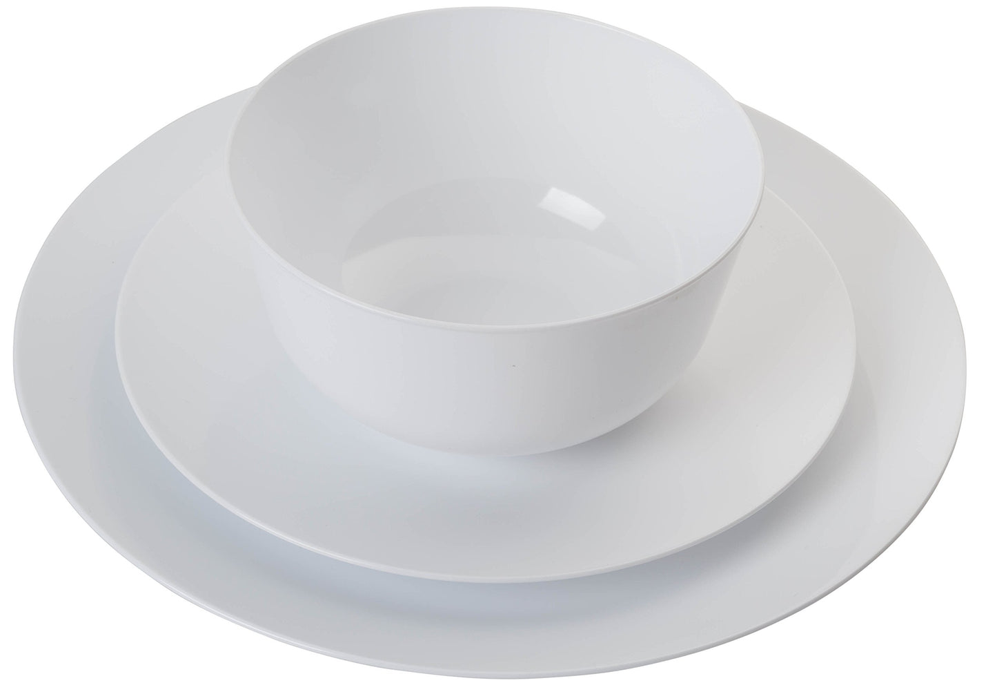 Premium 10.25 inch. Trend White Disposable Plastic Plates, Food Grade Plastic Dinner Plates - 40 Pack - Trendables™