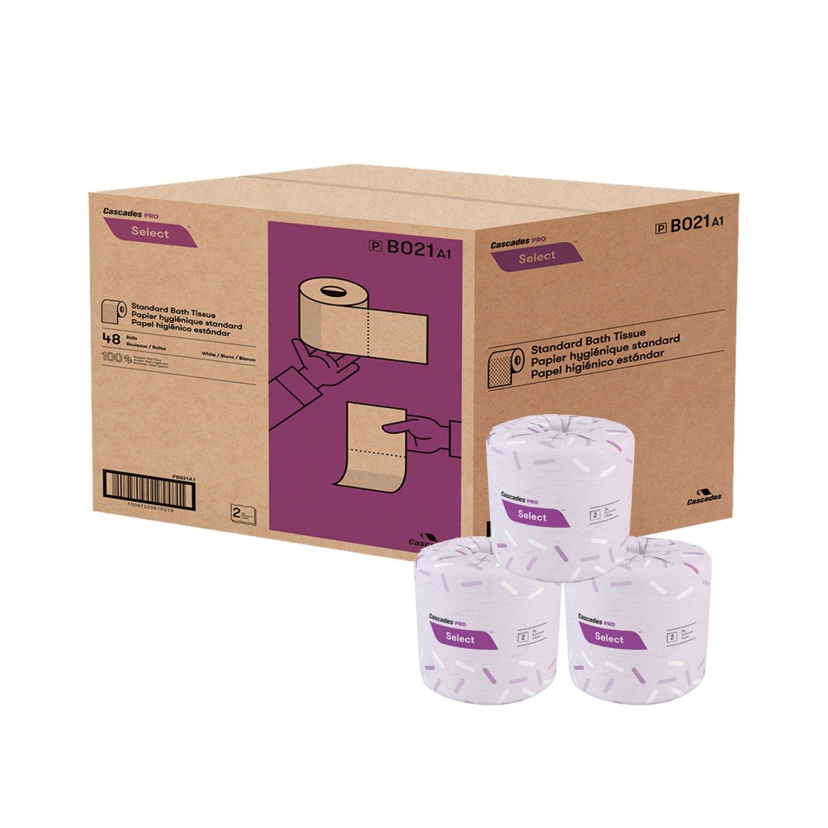 Cascades Standard Bath Tissue, 2 PLY - 420 Sheets - Box of 48 Rolls
