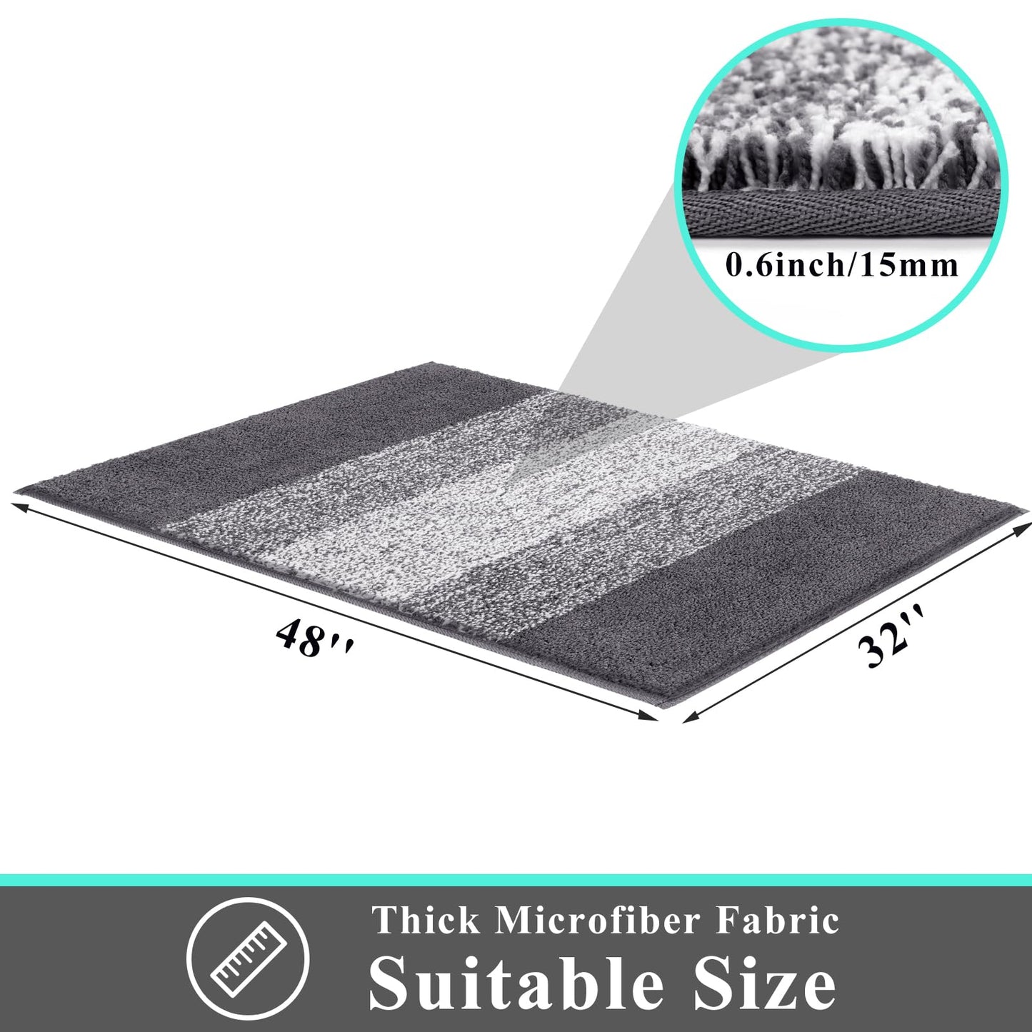 Vaukki Indoor Doormat Entryway Door Rug, Non Slip Absorbent Mud Trapper Mats, Low-Profile Inside Floor Mats, Soft Washable Small Rugs Door Carpet for Entryway (32''x48'',Grey)