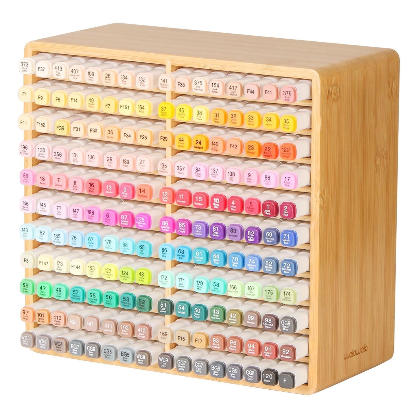 walowalo Marker Organizer Hold 176 Markers Bamboo Pen Holder Art Supply Pencil Storage 22 Compartments All-in-One Alcohol Marker Storage for Home Office Desk Classroom Birthday Gifts