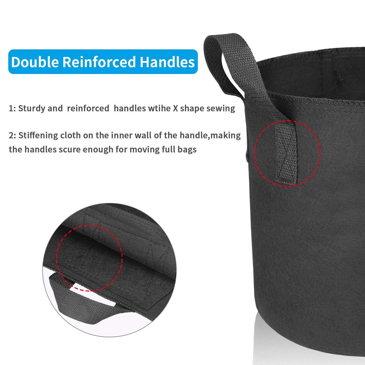 ADORMA 12 Packs 20 Gallon Grow Bags, Heavy Duty 300G Thickened Nonwoven Fabric Plant Pots with Handle