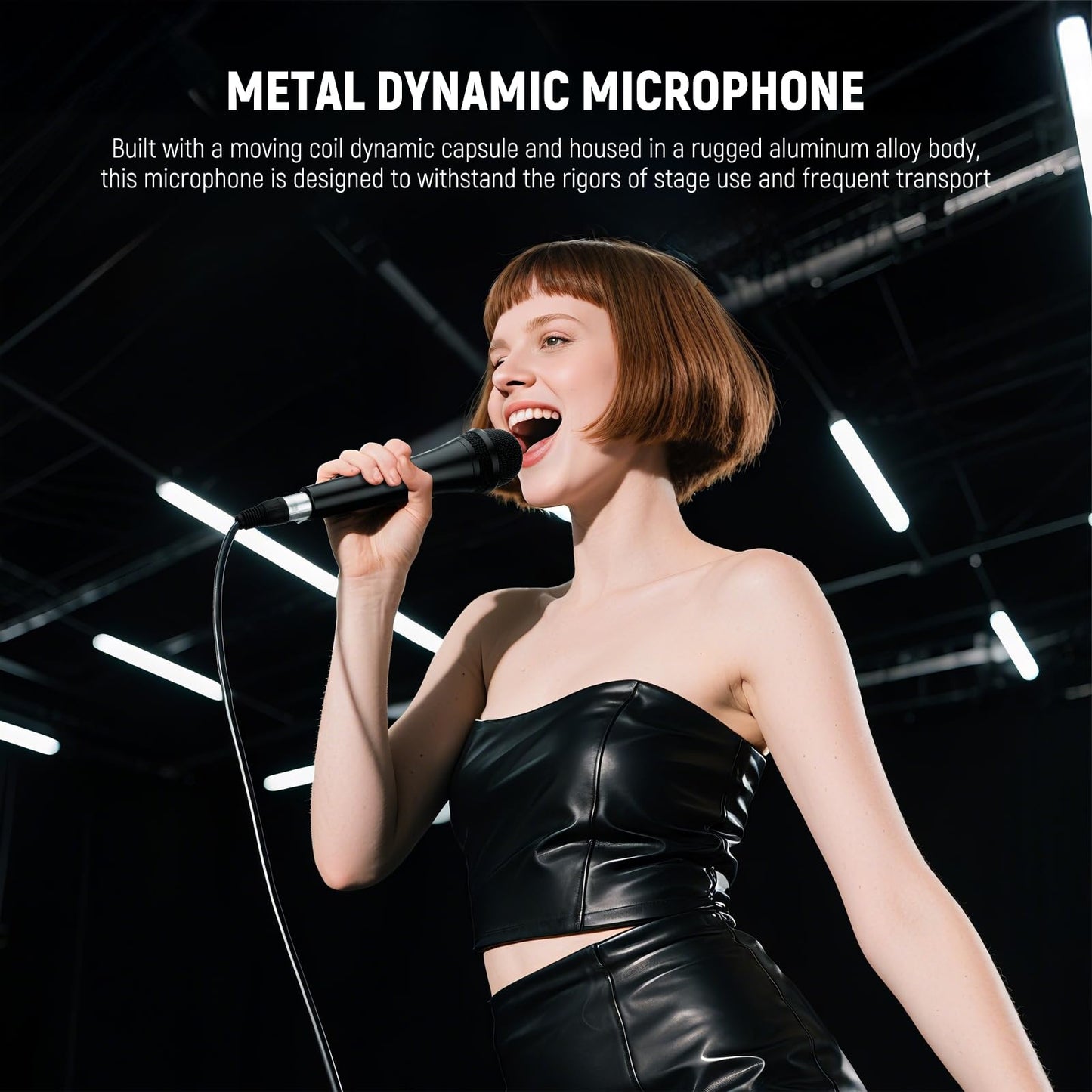 Neewer Cardioid Dynamic Microphone with XLR Male to XLR Female Cable, Rigid Metal Construction for Professional Musical Instrument Pickup, Vocals, Broadcasting, Speech, Black (NW-040)