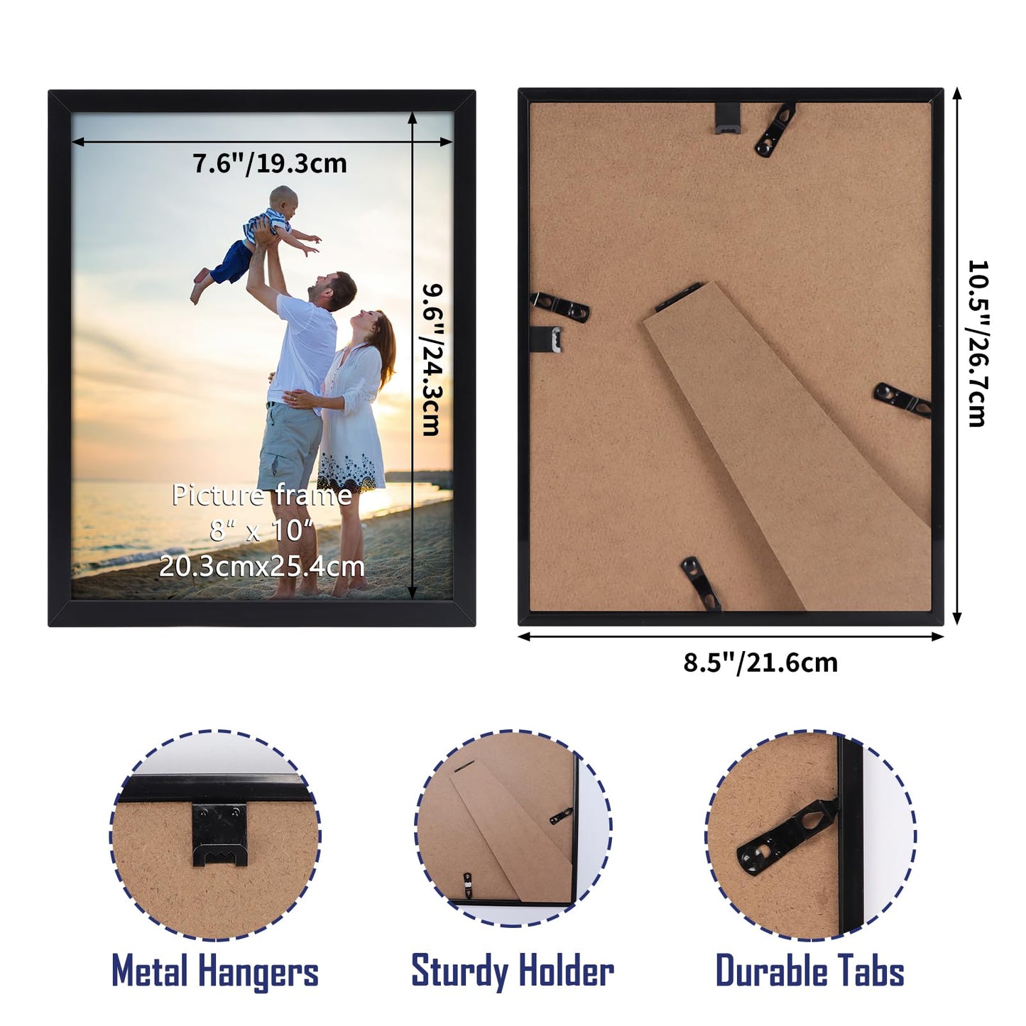 Hoikwo 18 Packs 8x10 Black Multi Plastic Picture Frames Set with Plastic Cover for Family Photos, Artwork, Light Weight Bulk 8 by 10 Frames Pack for Wall Hanging and Table, Stylish Picture Frames