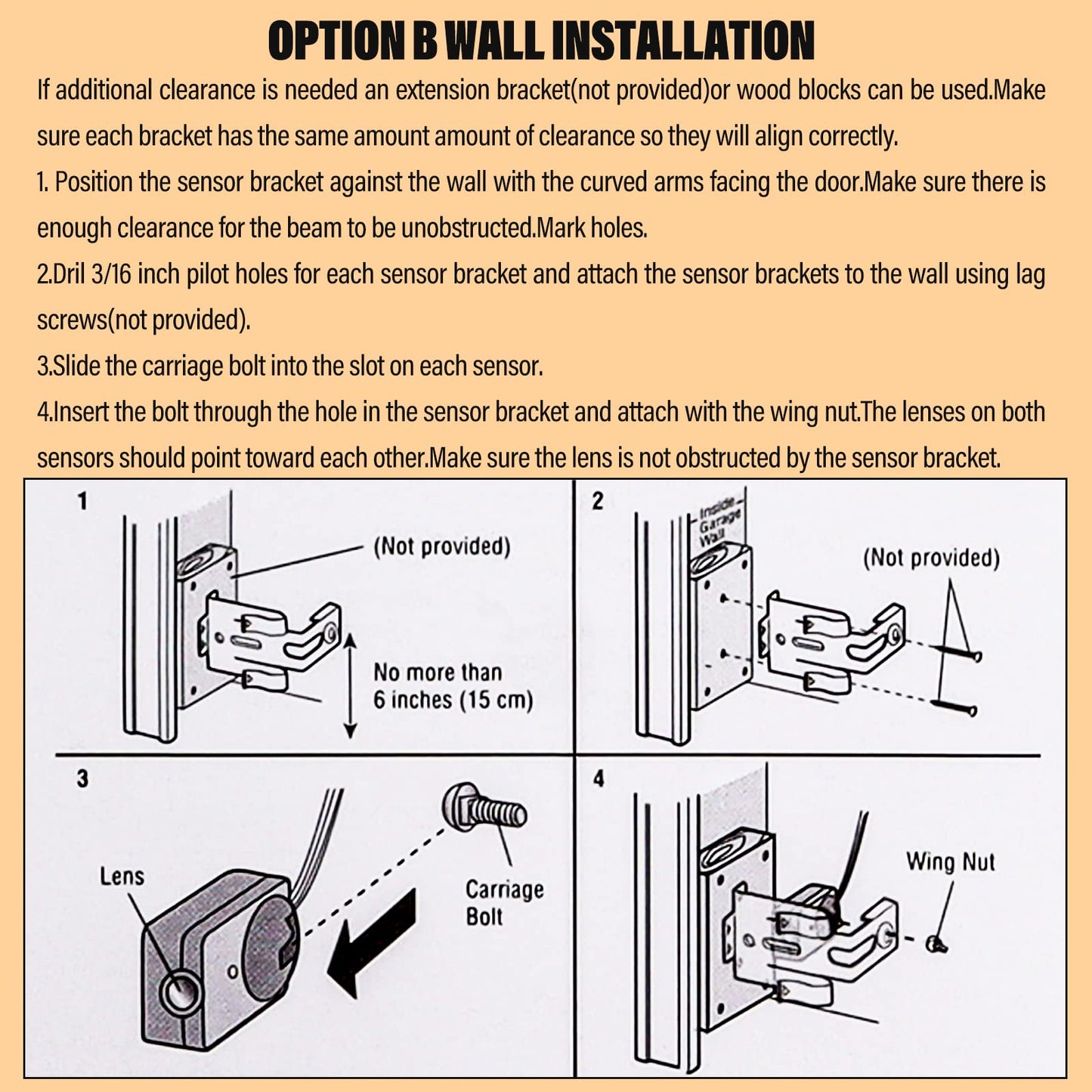 Garage Door Sensor Compatible with Liftmaster Chamberlain Sears Craftsman Garage Door Opener Made After 1997, 41A5034 G801CB-P Garage Door Safety Sensor Kit with 2 Mounting Brackets