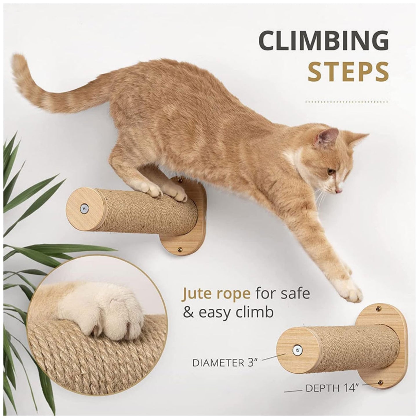 Cat Hammock Wall Mounted Cat Shelf with Two Steps - Cat Wall Shelves and Perches for Sleeping, Playing, Climbing Cat Bed & Furniture for Large Cats or Kitty Wall Cat Bed