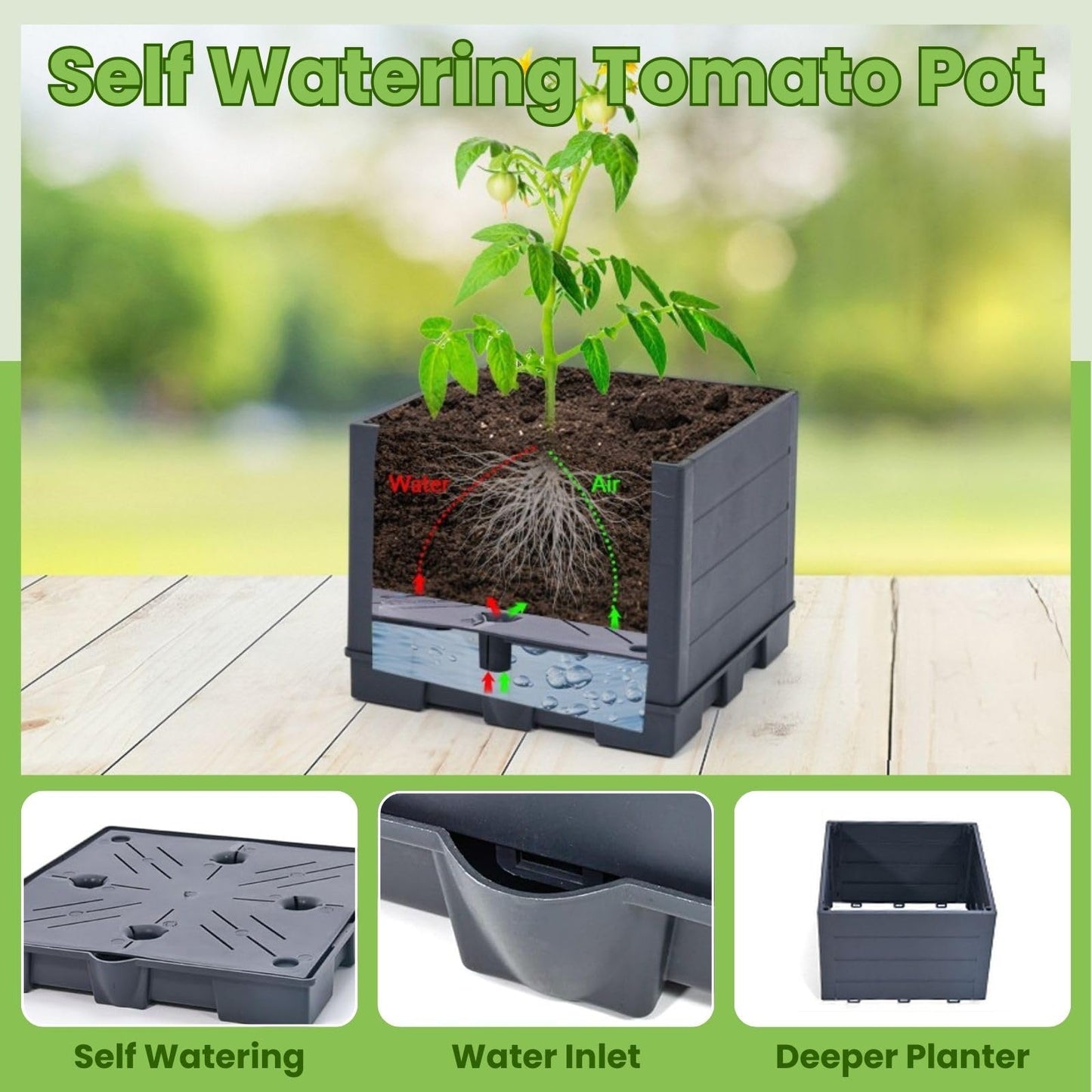 Lancisism 2 Pack Raised Garden Bed Tomato Planter with Trellis - 57" Self Watering Planter Box for Climbing Plants Vegetables Flowers for Patio Greenhouse Outdoor Indoor