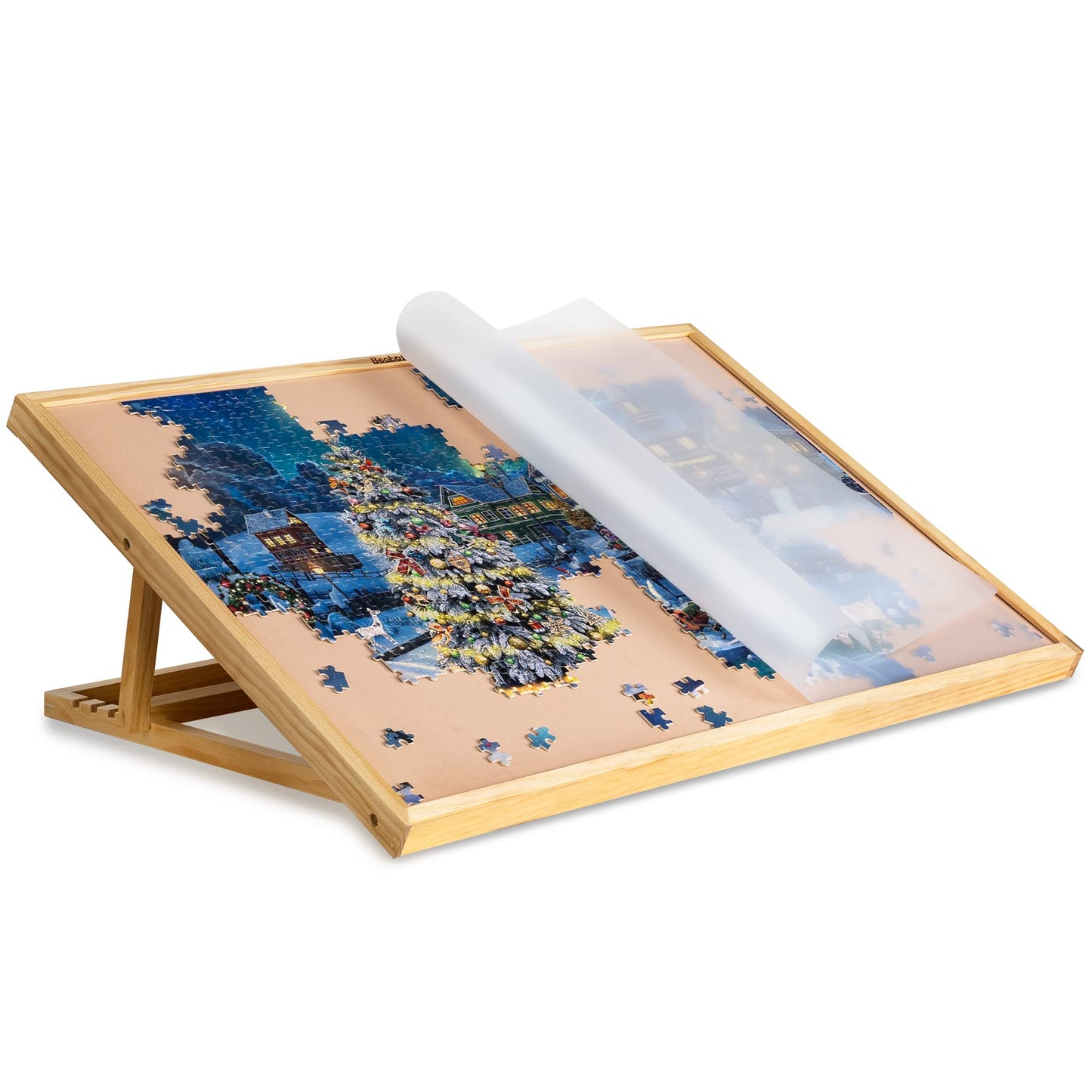 Becko Adjustable Wooden Puzzle Board with A Cover Jigsaw Puzzle Plateau Puzzle Easel for Adults and Kids for Puzzles Up to 1000 Pieces