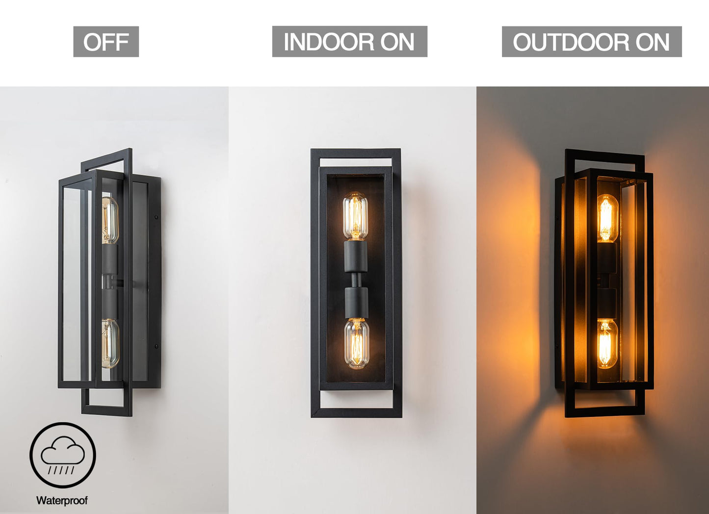 OUPAVOCS Outdoor Wall Light Fixture, Modern Porch Light Wall Mount, Exterior Wall Lamp with Clear Glass, Up and Down Outside Wall Sconce Lighting for House, Patio, Garage