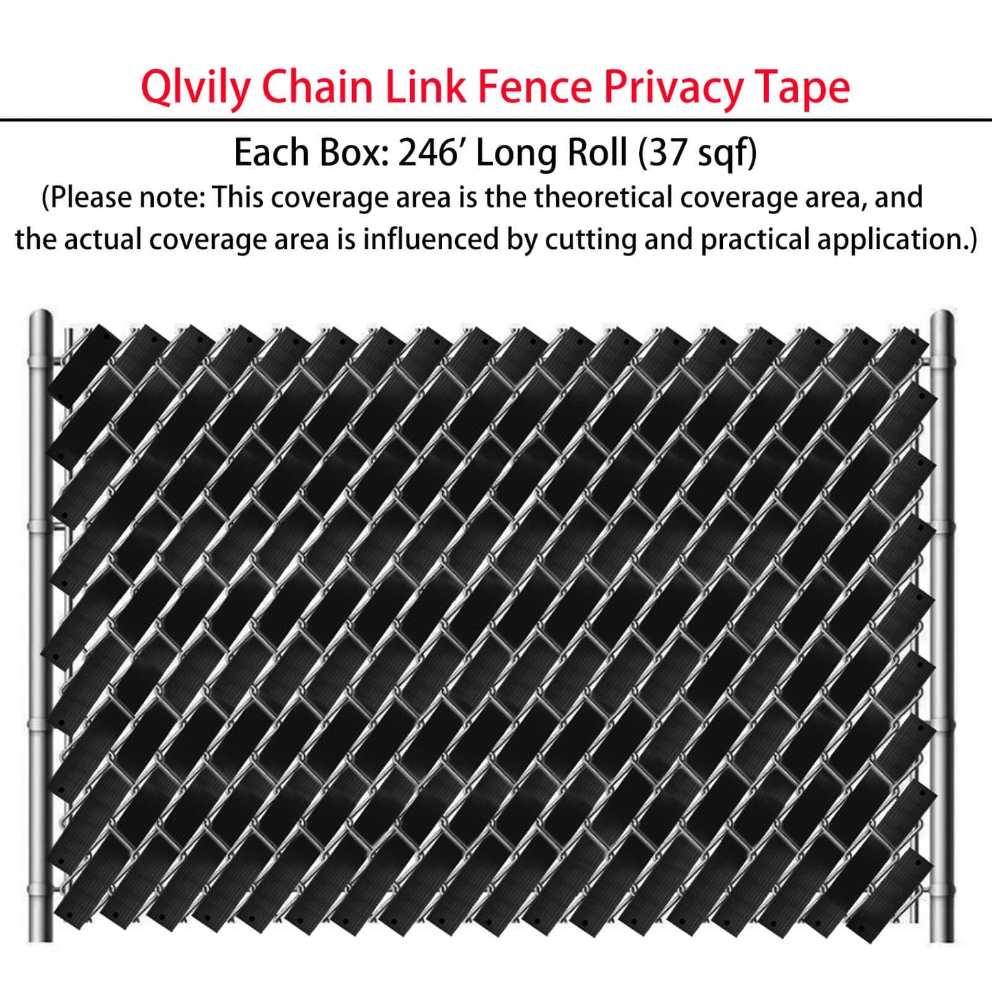 Qlvily Chain Link Fence Privacy Tape, 246ft x 0.15ft Fence Slats, Fence Covering Privacy, Black (200PCS Button + Puncher Included)
