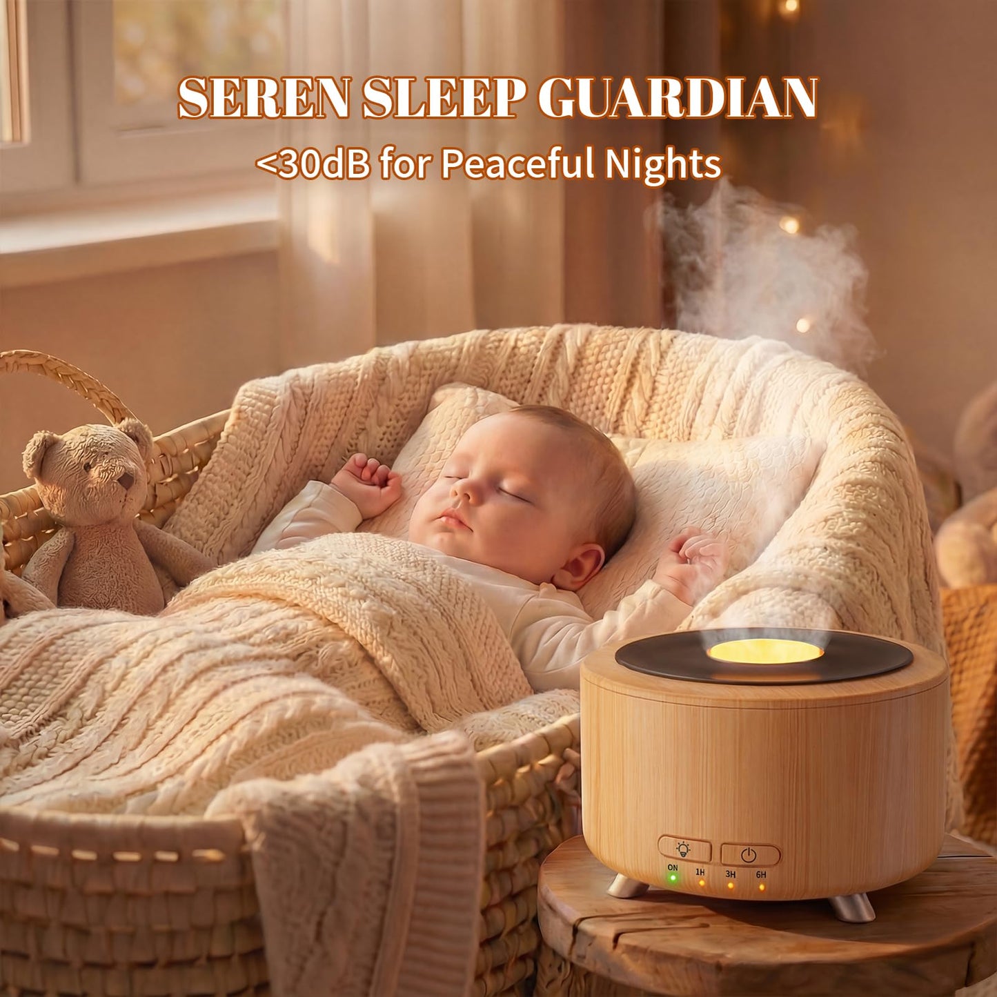 Diffusers for Essential Oils, 500ML Essential Oil Diffusers for Office Room Yoga, Diffuseur d'Huile Essentiel with Auto-Off Function, 9 Colors LED Night Light, Light Wood