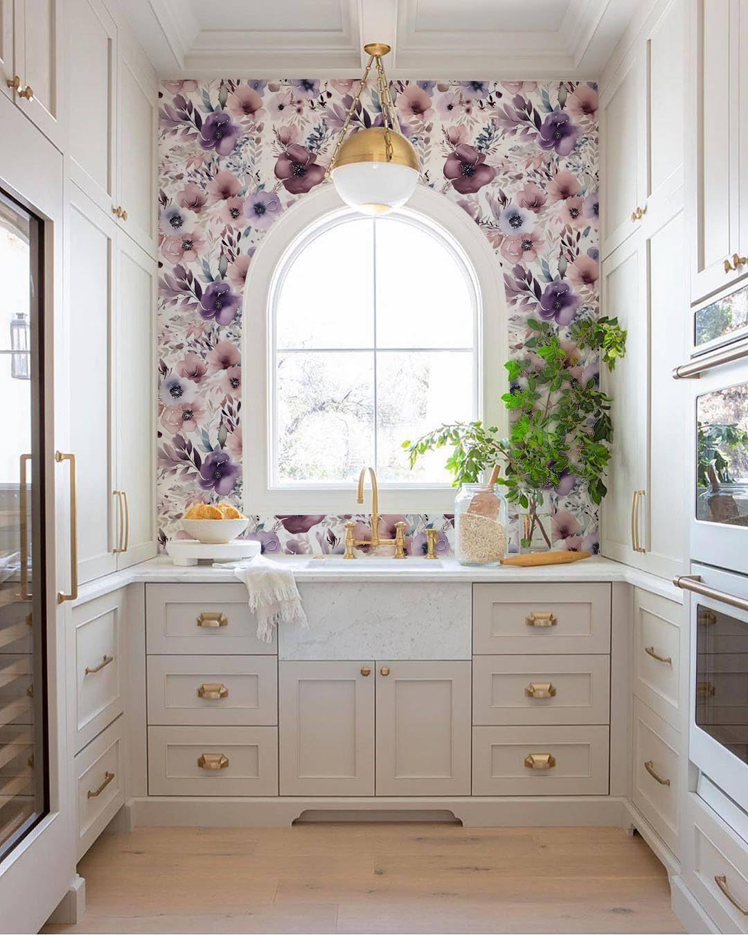 HAOKHOME Floral Peel and Stick Wallpaper Removable Wall Paper Mauve/Purple/White Vinyl Stick on Wall Contact Paper 44.5cm x 3m