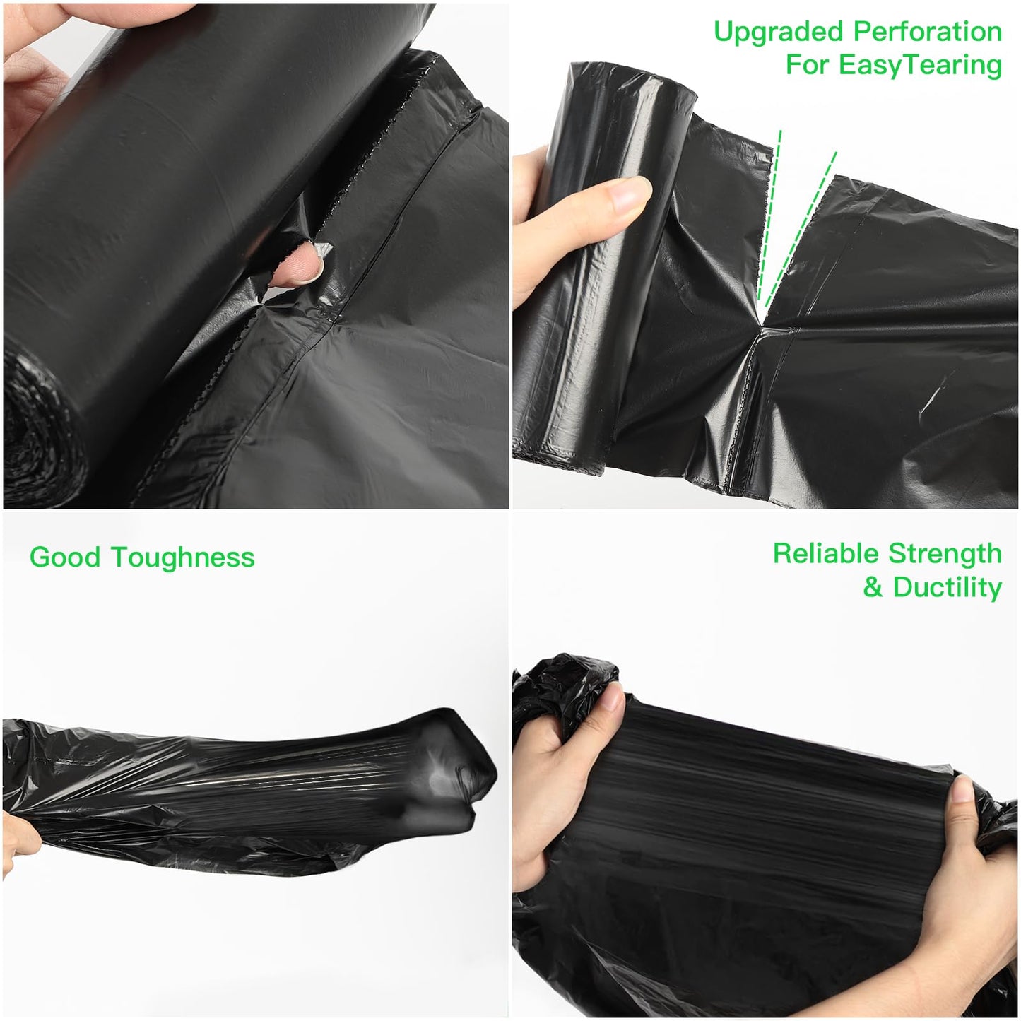 13 Gallon Biodegradable Tall-Kitchen Trash Bags - Black Garbage Bags Large Compostable Unscented 75 Count Recycling Strong Thick Office Waste Basket Liners Bulk Inwaysin