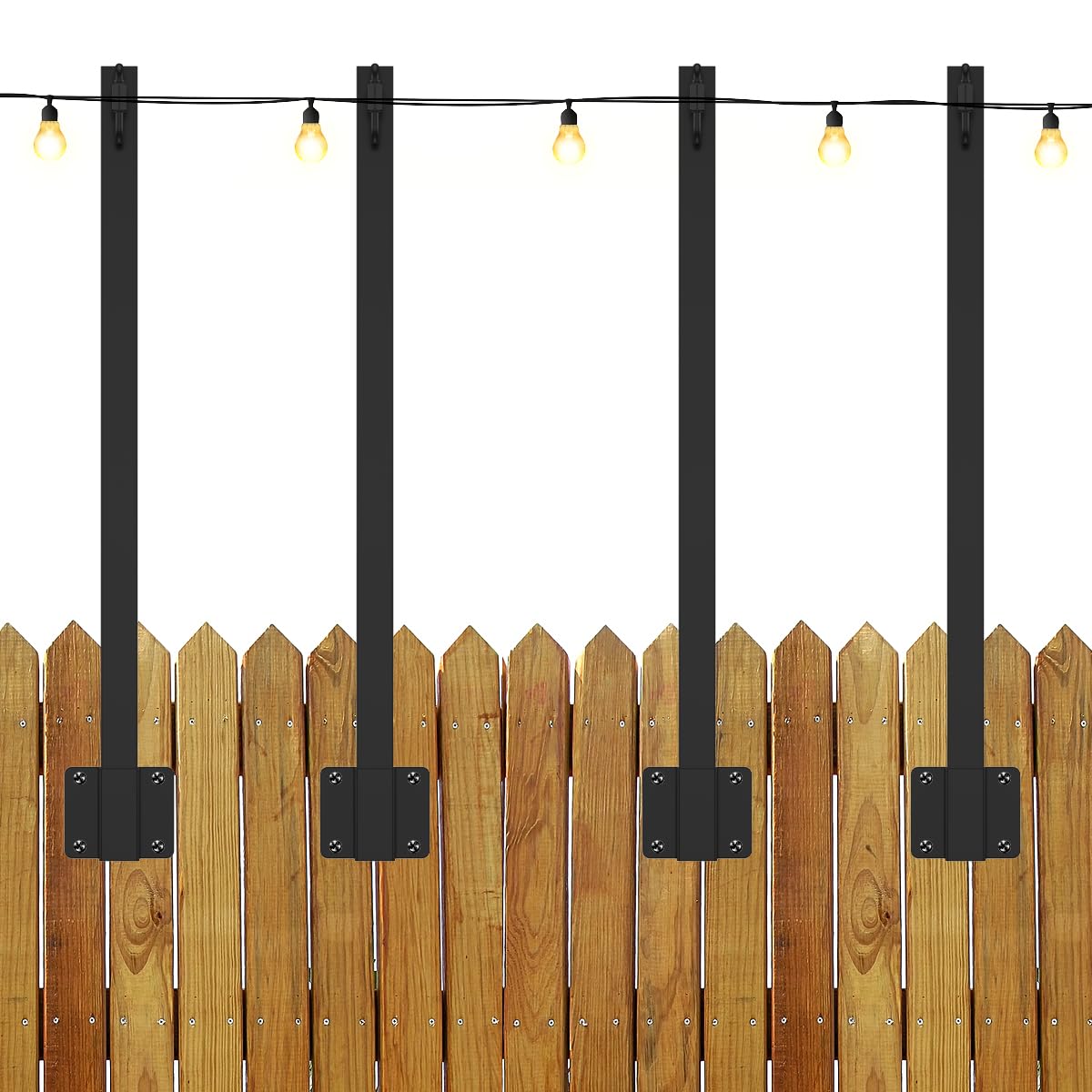 Suspension String Light Poles Metal, Outdoor String Light Hanging Poles, Sturdy Patio Light Post Mounting Stand Backyard Deck Light Pole for Indoor Outdoor Wall Fence, Terrace, Deck, Tavern, Cafe