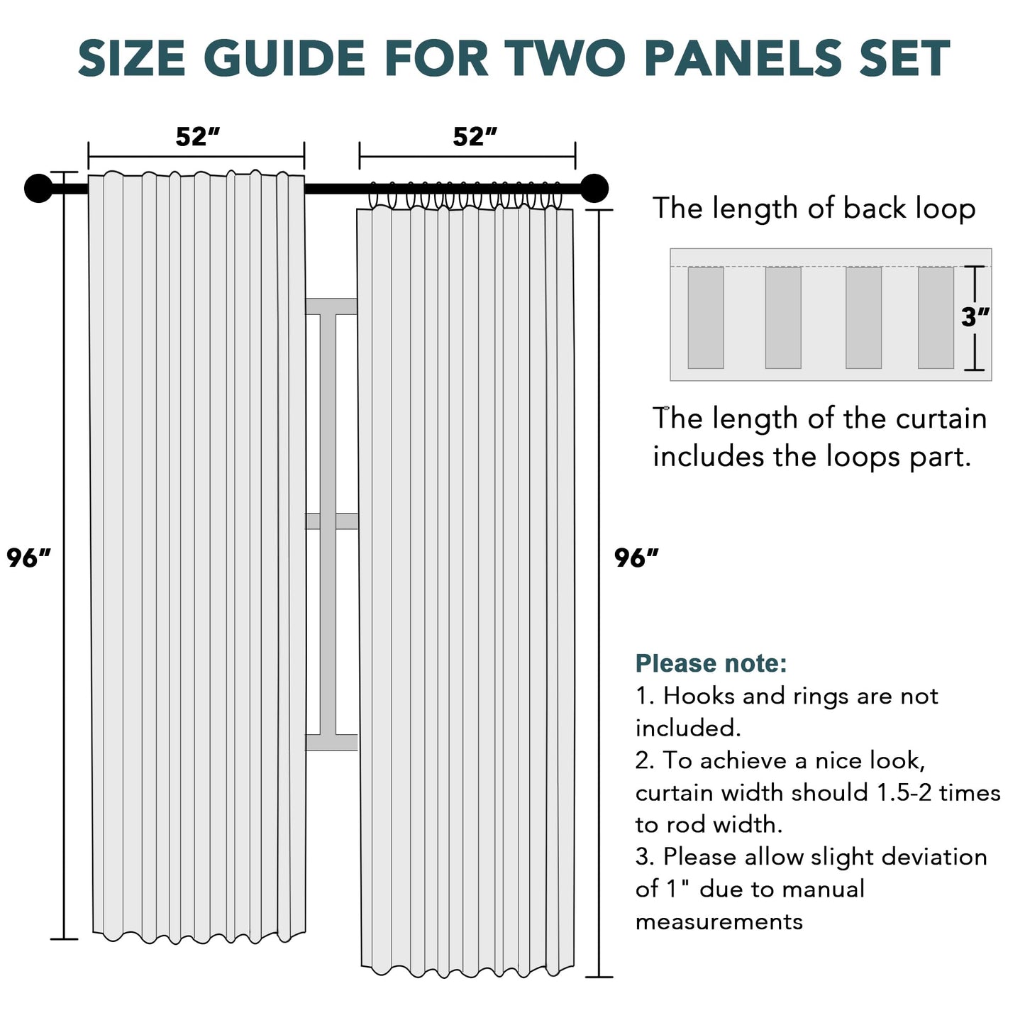 Ivory White 100% Blackout Curtains Chenille Curtain Total Black Out Curtain for for Living Room Bedroom Thermal Insulated Drapes Modern Farmhouse Shabby Chic,52" W x 96" L, Ivory(Not Solid)