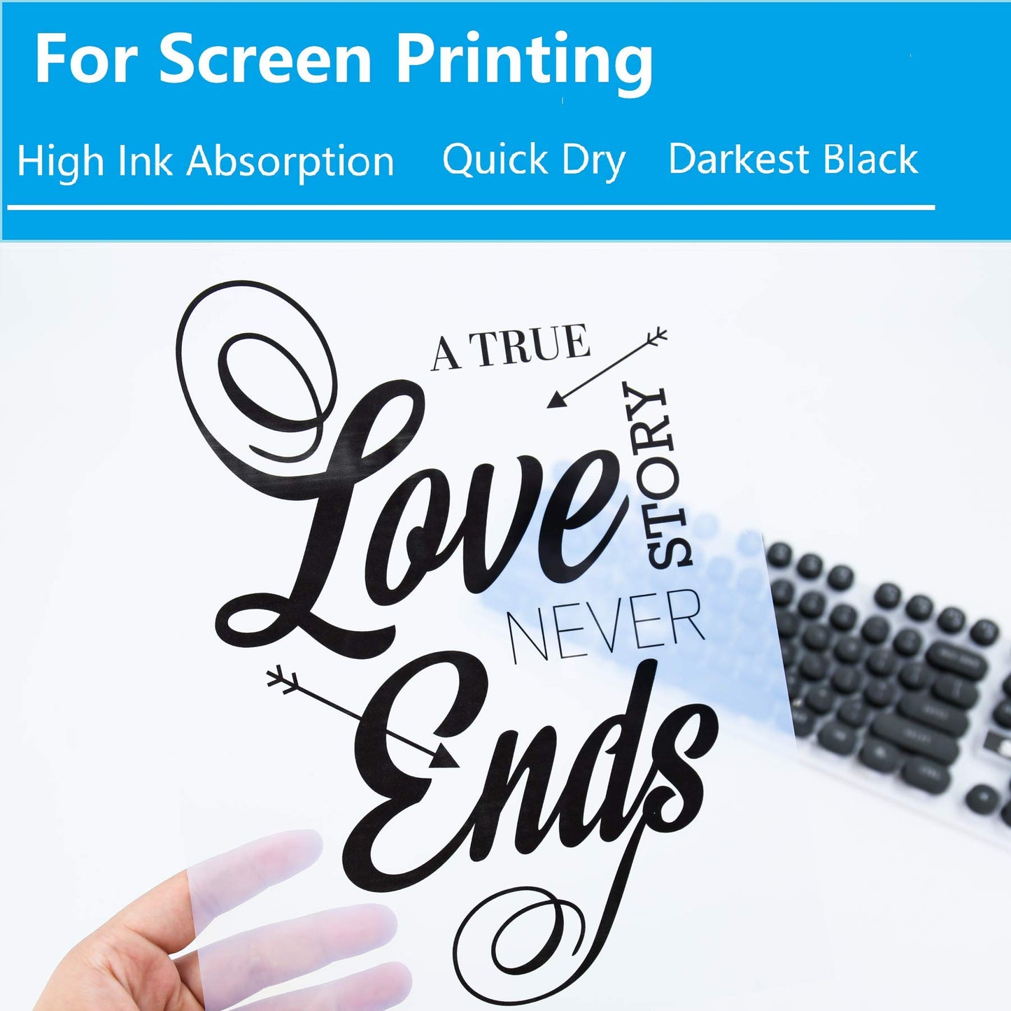 A-SUB 100 Sheets Waterproof Inkjet Milky Transparency Positive Film 8.5x11 Inch for Screen Printing