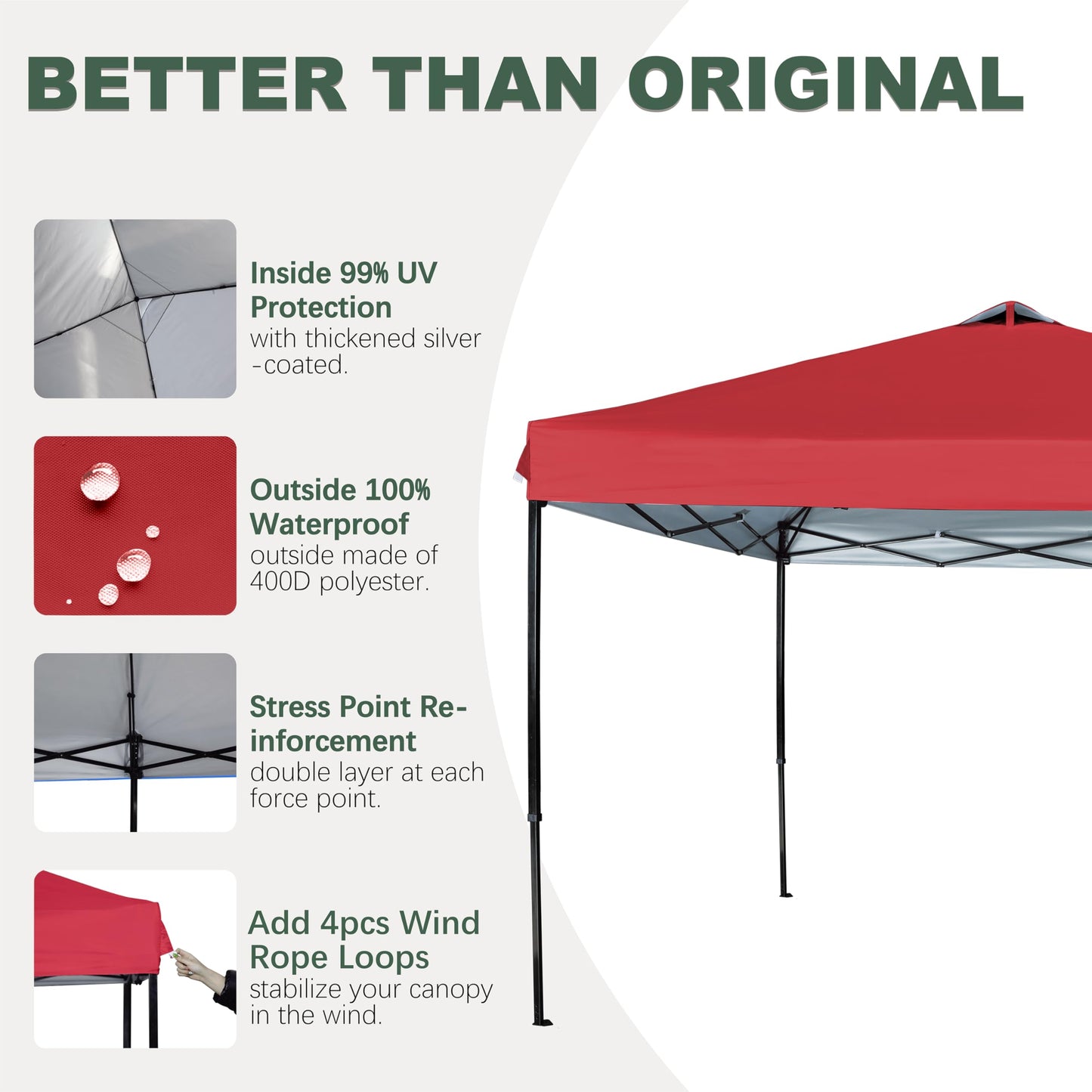 SCOCANOPY Replacement Top with Air Vent for 10x10 Canopy Frame, Canopy Cover ONLY, (Red)