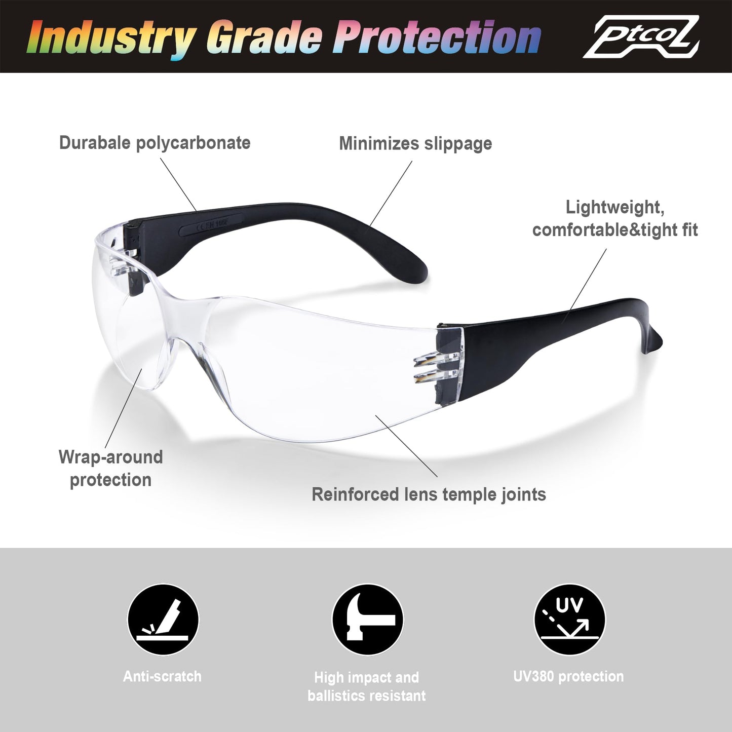 28 Pack Safety Glasses BLACK Frame (Bulk Pack of 24+4) Unisex Clear Anti-Scratch Protective Goggles Impact Resistant Lens Eyewear with ANSI Z87.1 Certified for Construction, Shooting and Laboratory