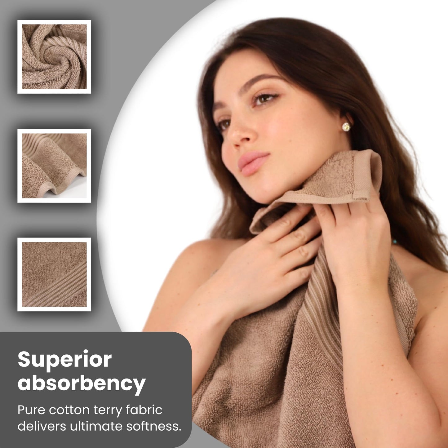 CasaFlow Luxury Bath Towels, 27 x 54 Inch, Set of 4 – 100% Ring Spun Cotton, 550 GSM, Ultra Soft & Highly Absorbent, Quick Dry, Double Stitched – Beige