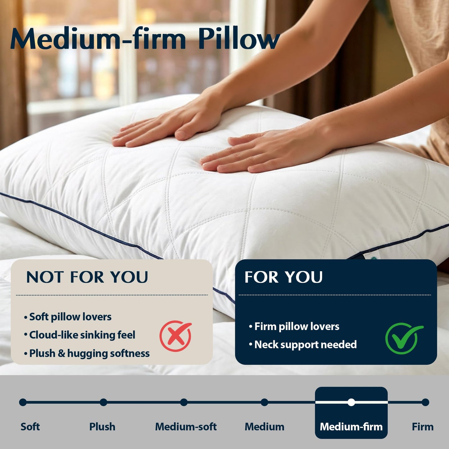 Pacific Coast Premium Goose Feather & Down Bed Pillows, Hotel Quality Collection, Medium Support for Side & Back Sleepers (Queen (Pack of 1))